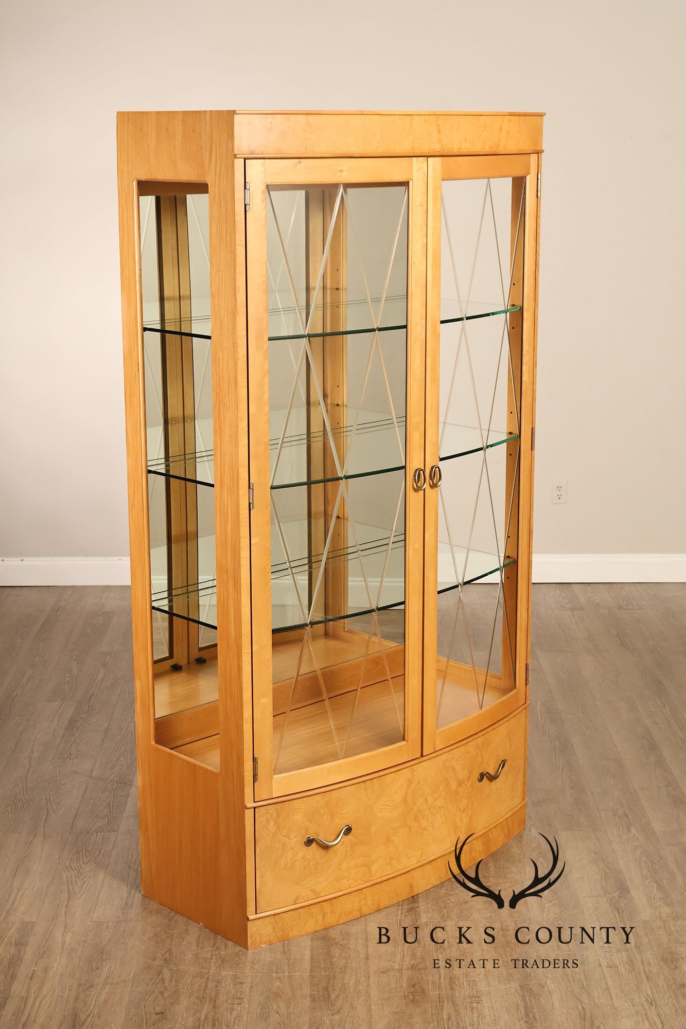 Thomasville Bogart Collection Bow Front Curio Display Cabinet