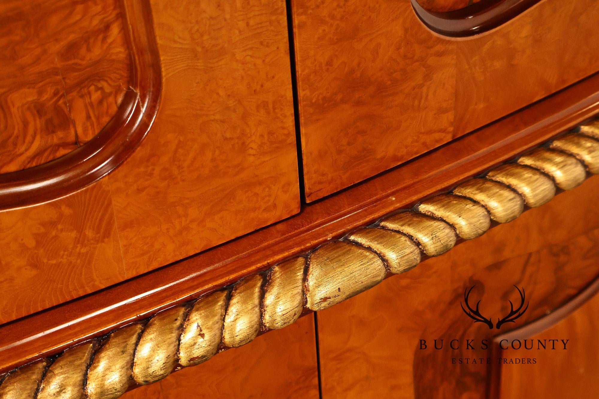 French Louis XV Style Burl Walnut Linen Closet Armoire