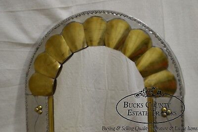 Mexican Arts & Crafts Style Tin & Brass Arched Mirror