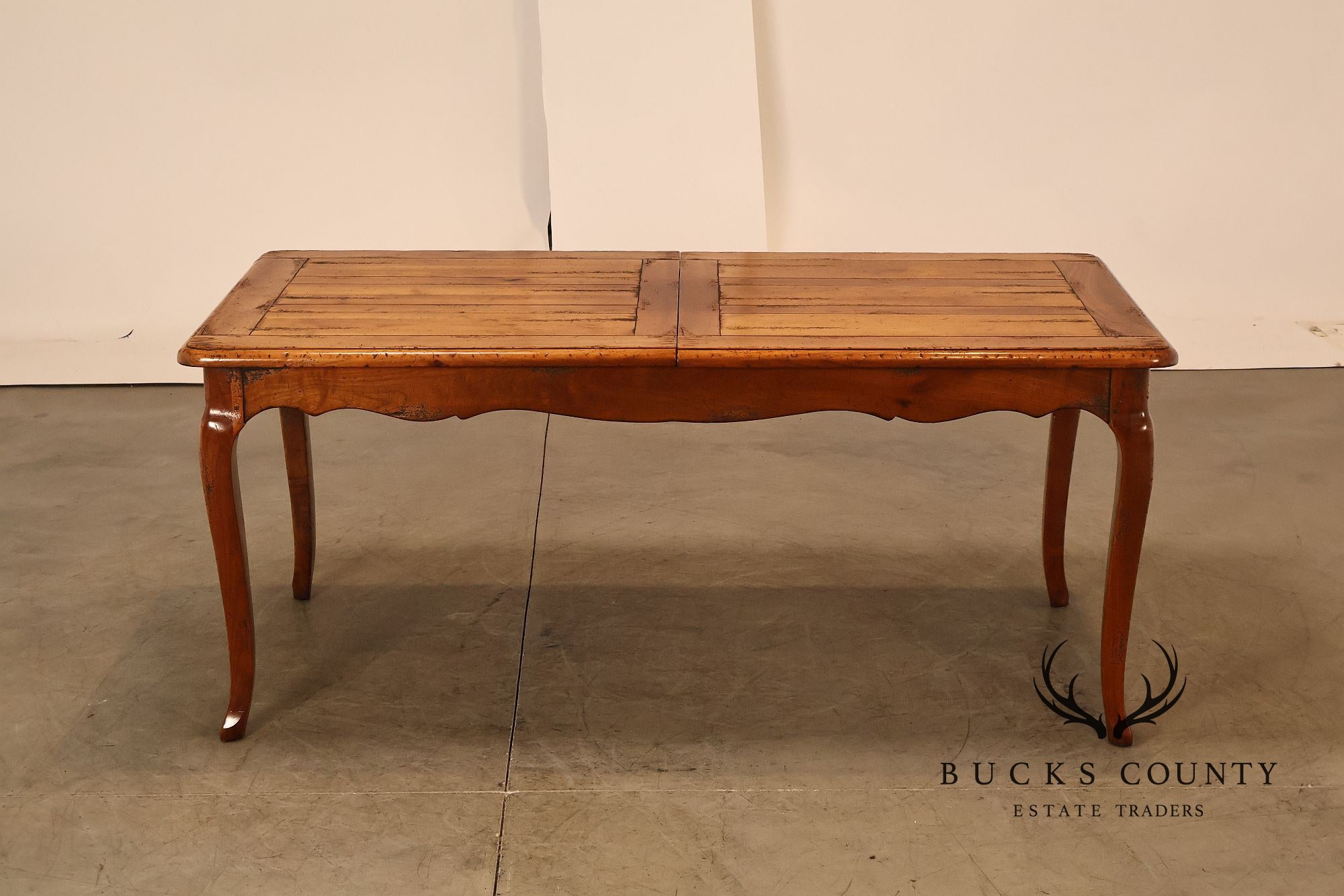 French Provincial Style Distressed Wood Extendable Dining Table