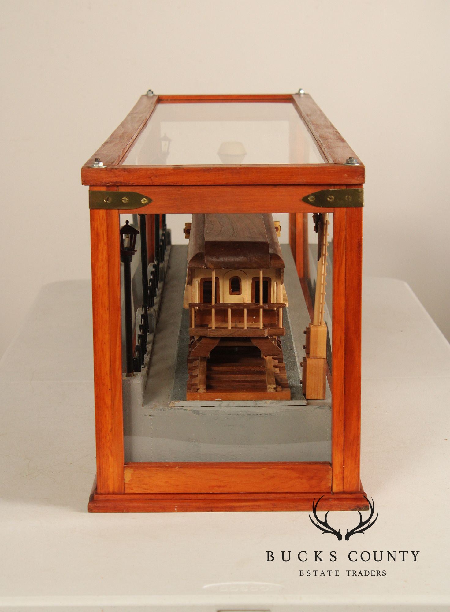 Philip Jacoby Carved Wood Model Train in Display Case