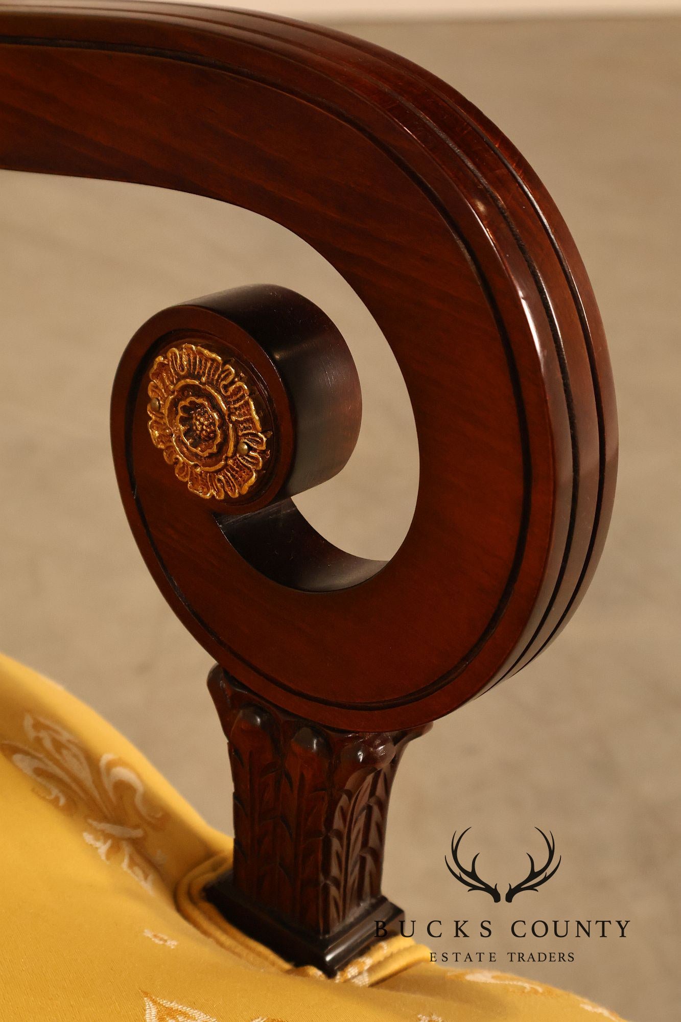 Neoclassical Empire Style Mahogany Open Armchair