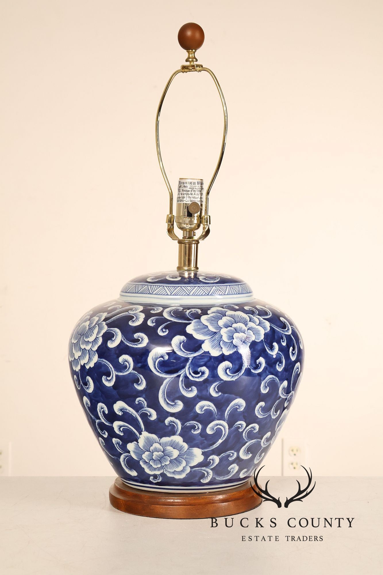 Ralph Lauren Asian Style Pair of Blue And White Ginger Jar Table Lamps