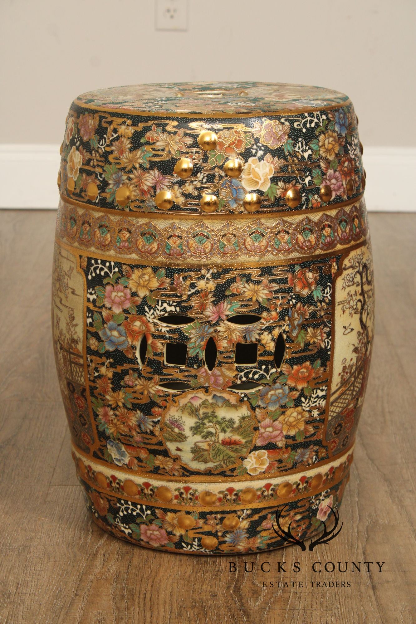 Japanese Satsuma Porcelain Garden Stool