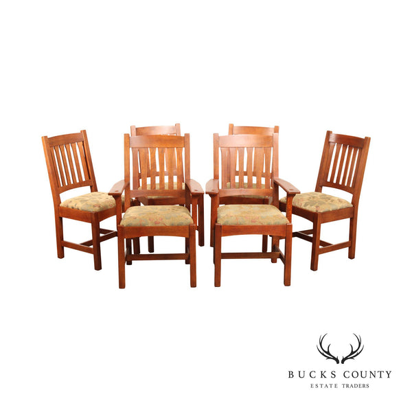 Stickley Mission Collection Set of Six Oak Cottage Dining Chairs
