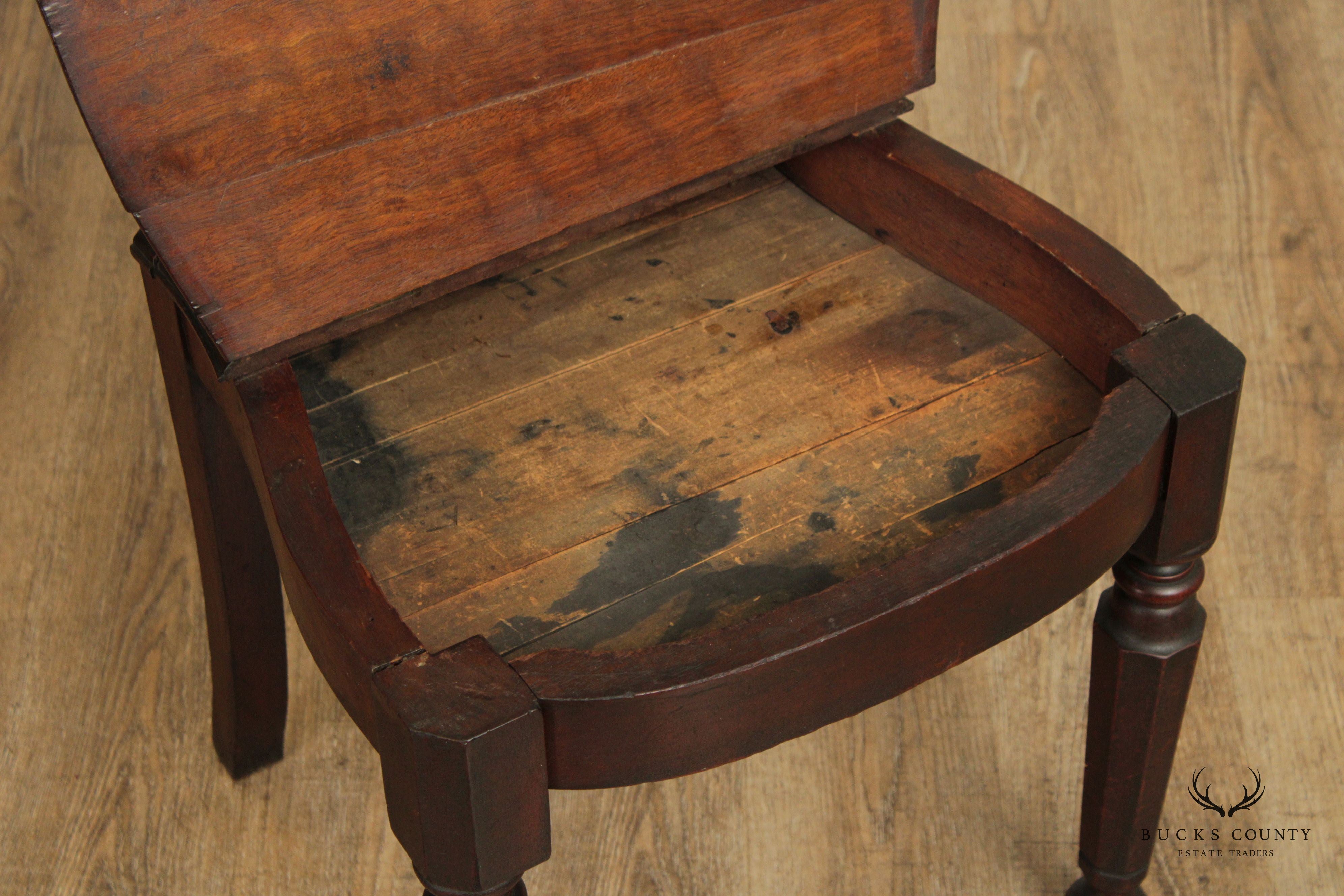 Victorian Walnut Carved Hall Music Chair with Storage Seat