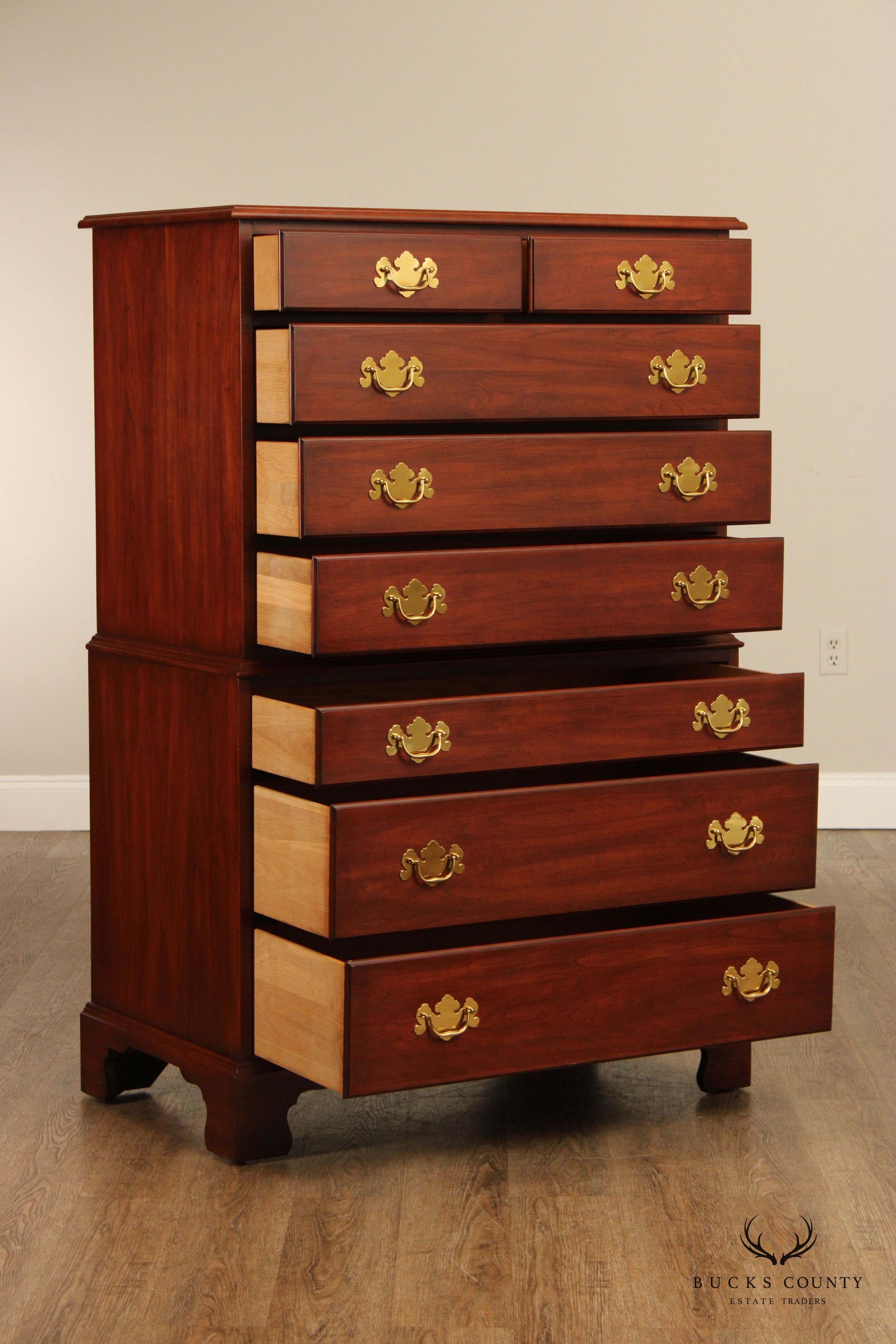 Henkel Harris Chippendale Style Cherry Tall Chest