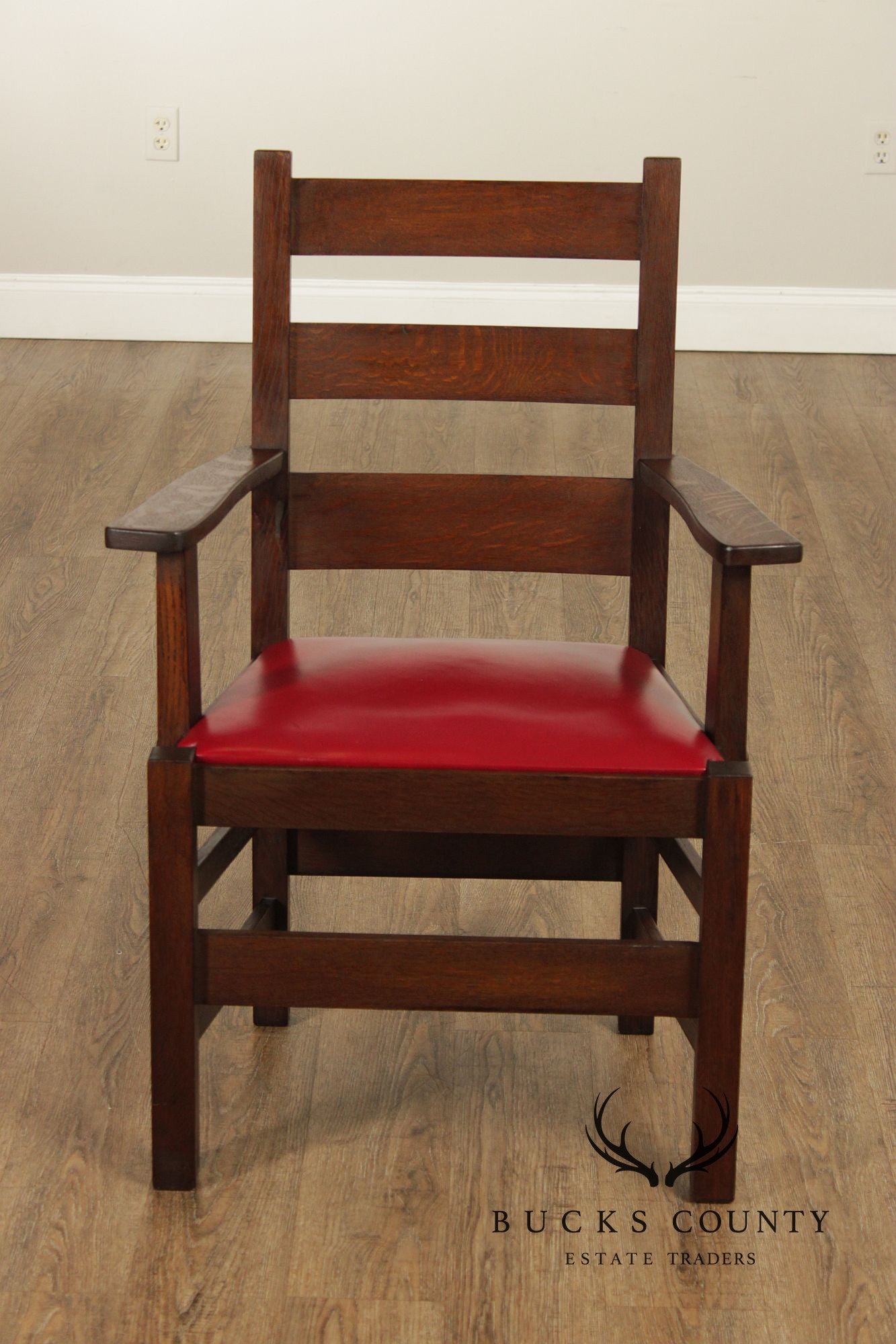 Antique Stickley Brothers Mission Oak Set Of 8  Ladder Back Dining Chairs