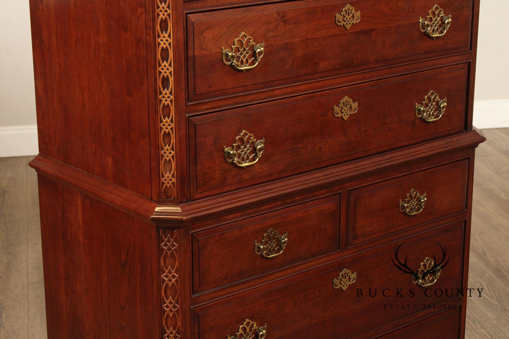 Pennsylvania House Chippendale Style Cherry Chest on Chest