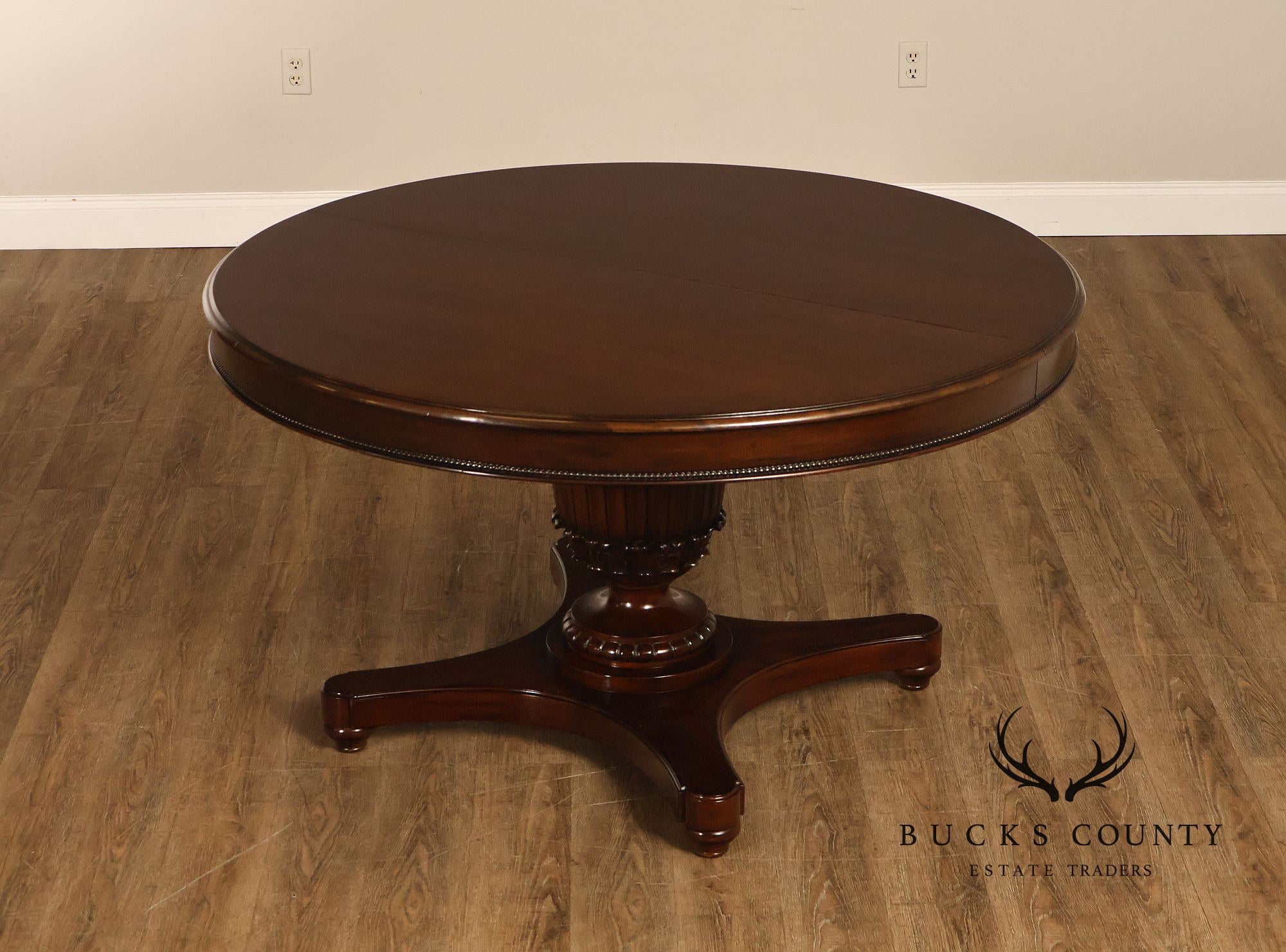 Empire Style 54" Round Mahogany Expandable Pedestal Dining Table