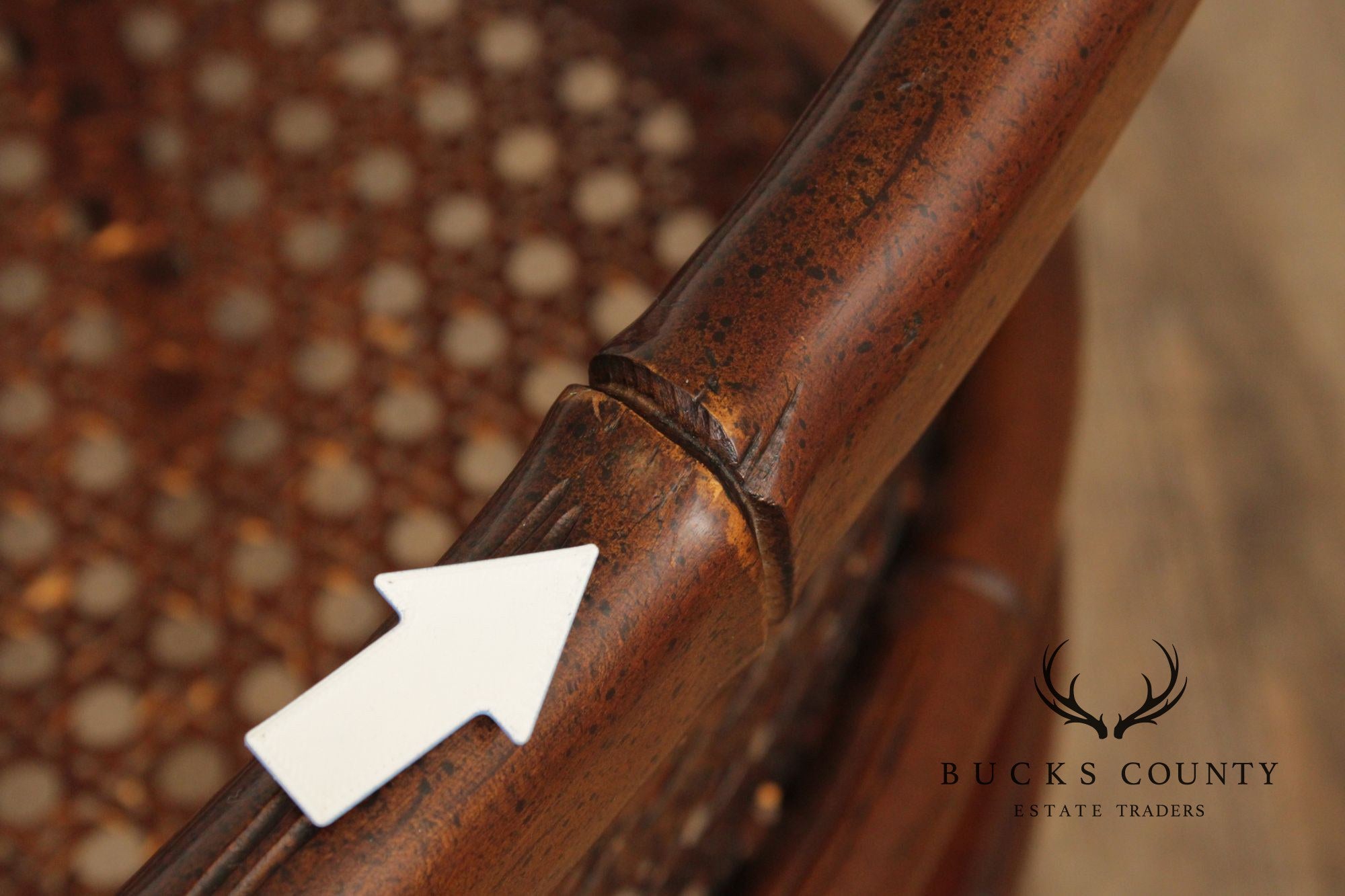 Hollywood Regency Caned Faux Bamboo Armchair
