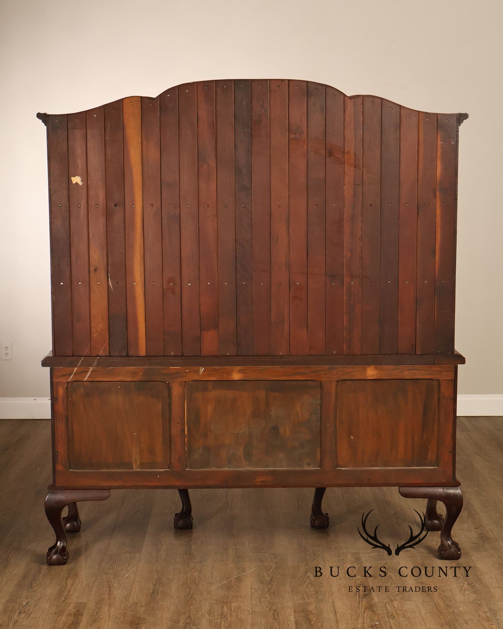 Queen Anne Style Welsh Two Piece Open Hutch Cabinet With Carved Claw & Ball Feet
