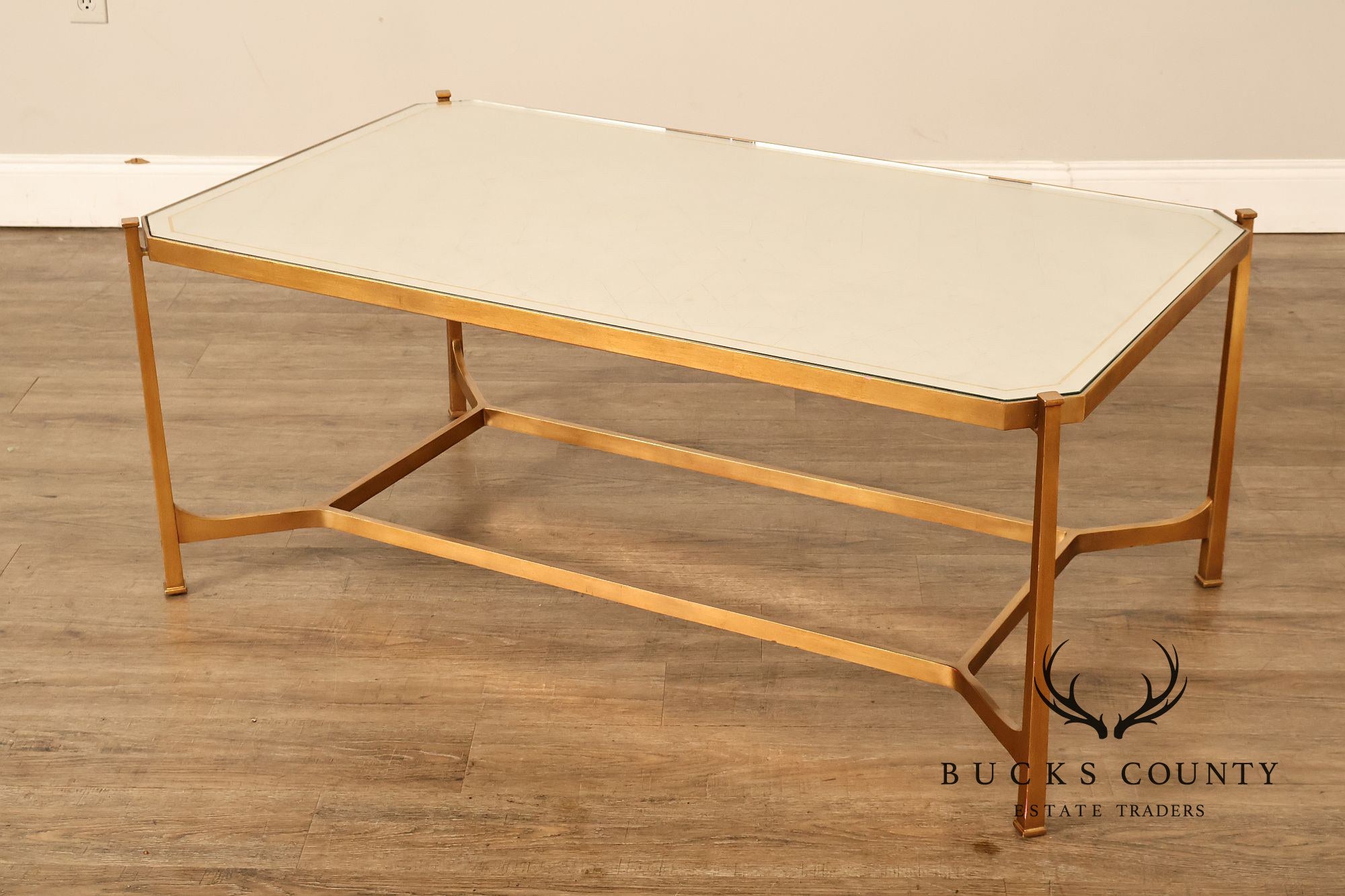 Jonathan Charles  Luxe Gilded iron Eglomise Cocktail Table
