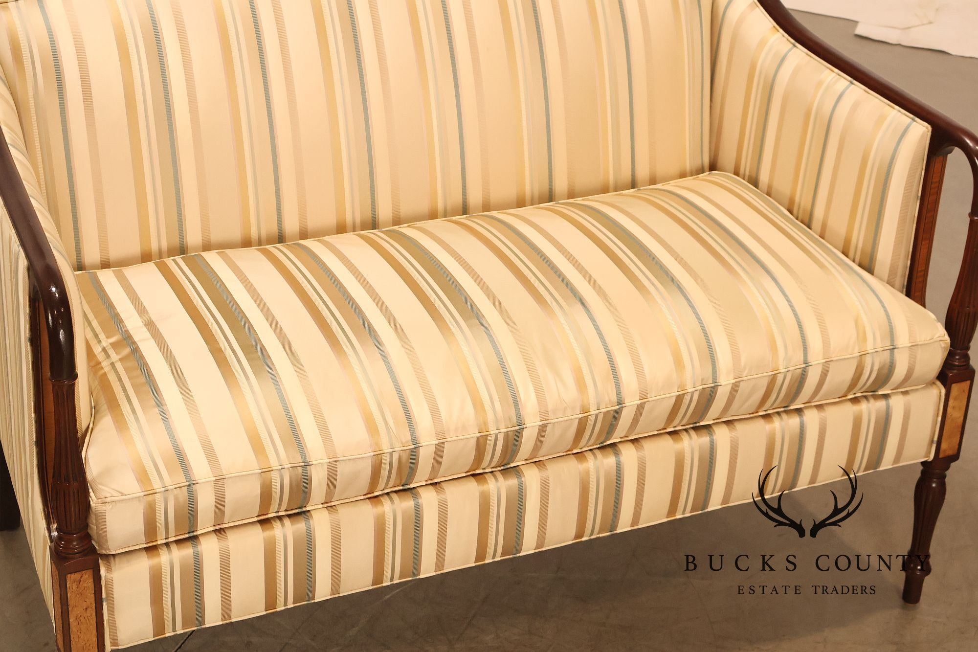 Southwood Sheraton Style Inlaid Mahogany Loveseat