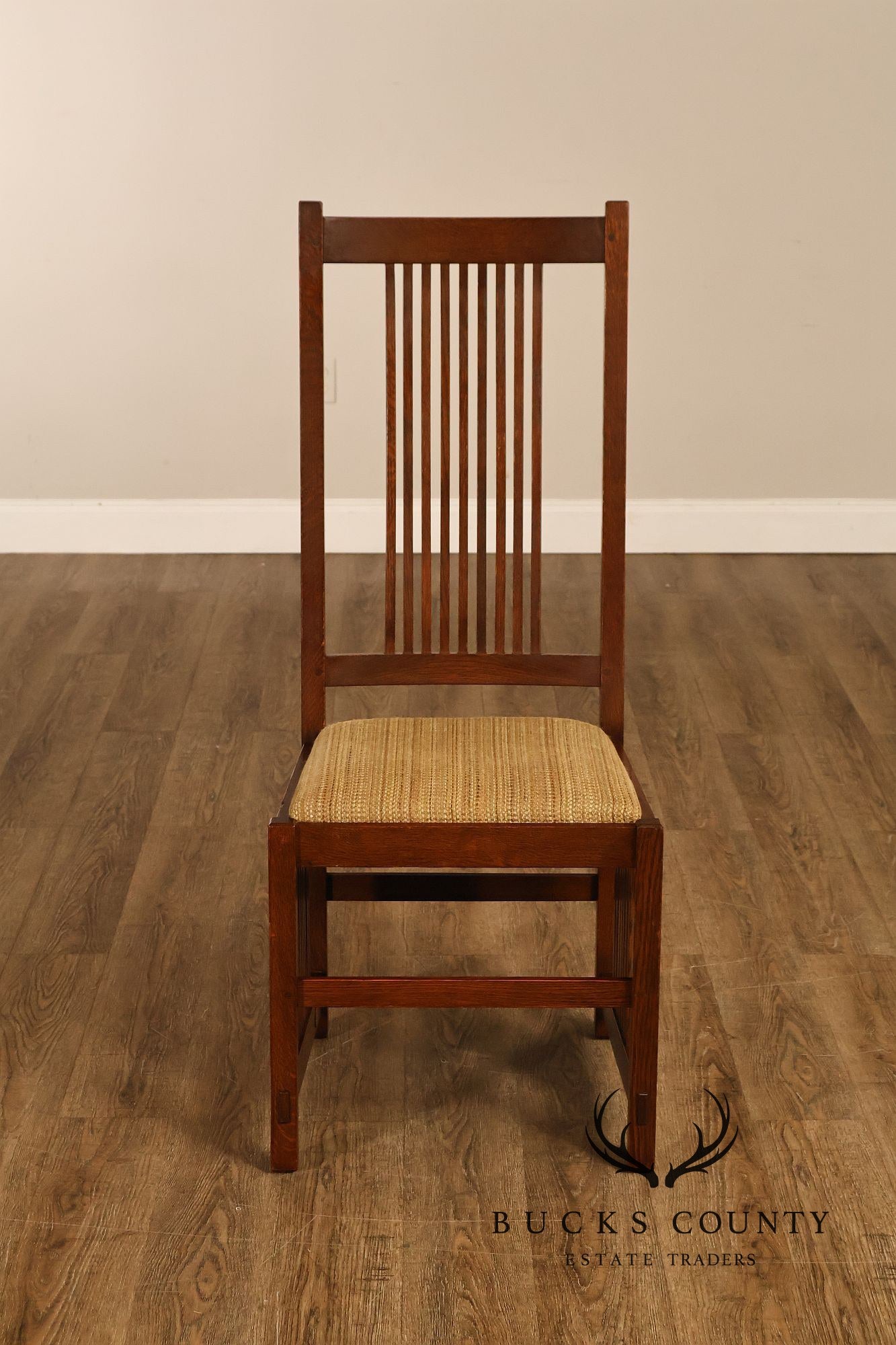 Stickley Mission Collection Pair of Oak Spindle Side Dining Chairs