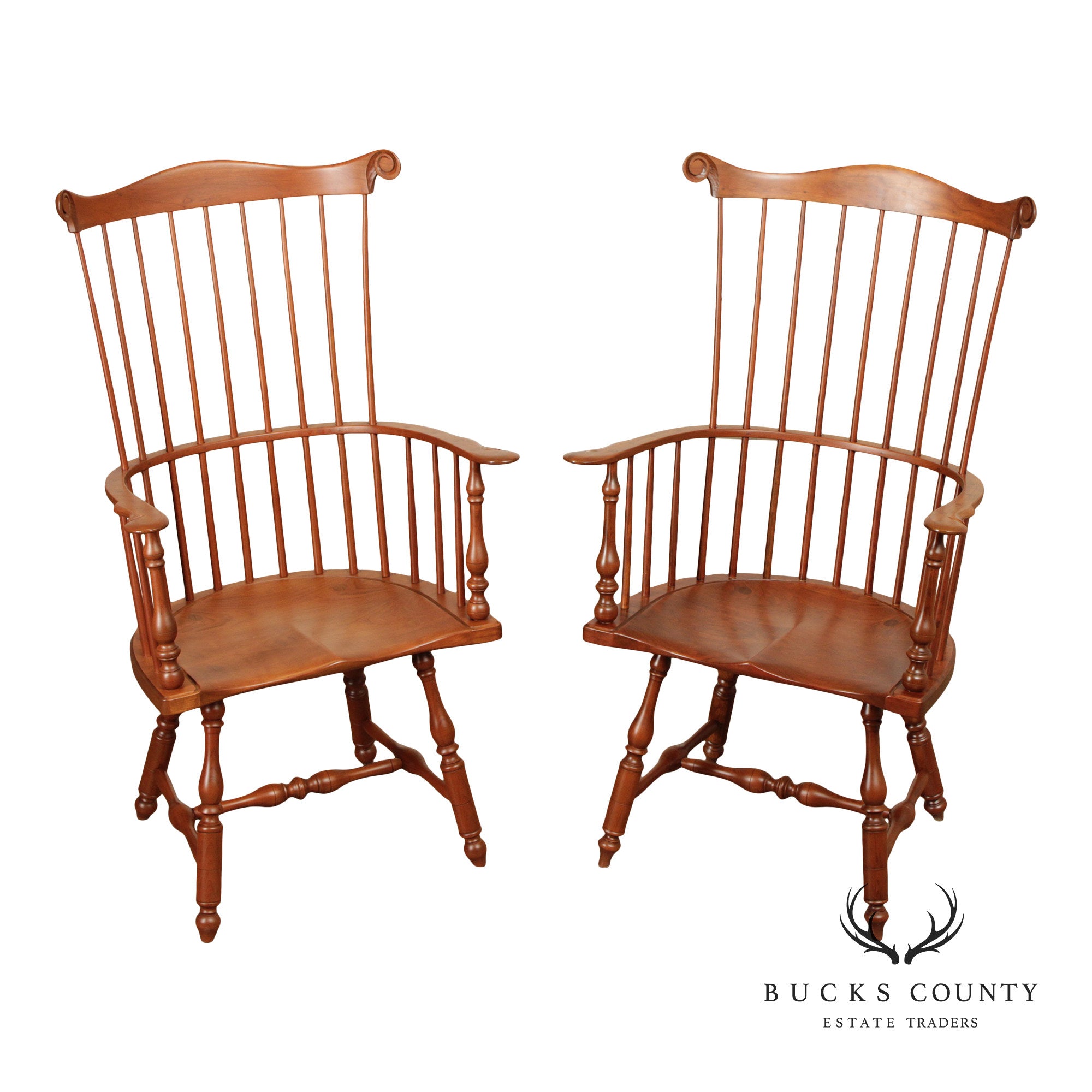 Drew Lausch Pair of Cherry Windsor Armchairs