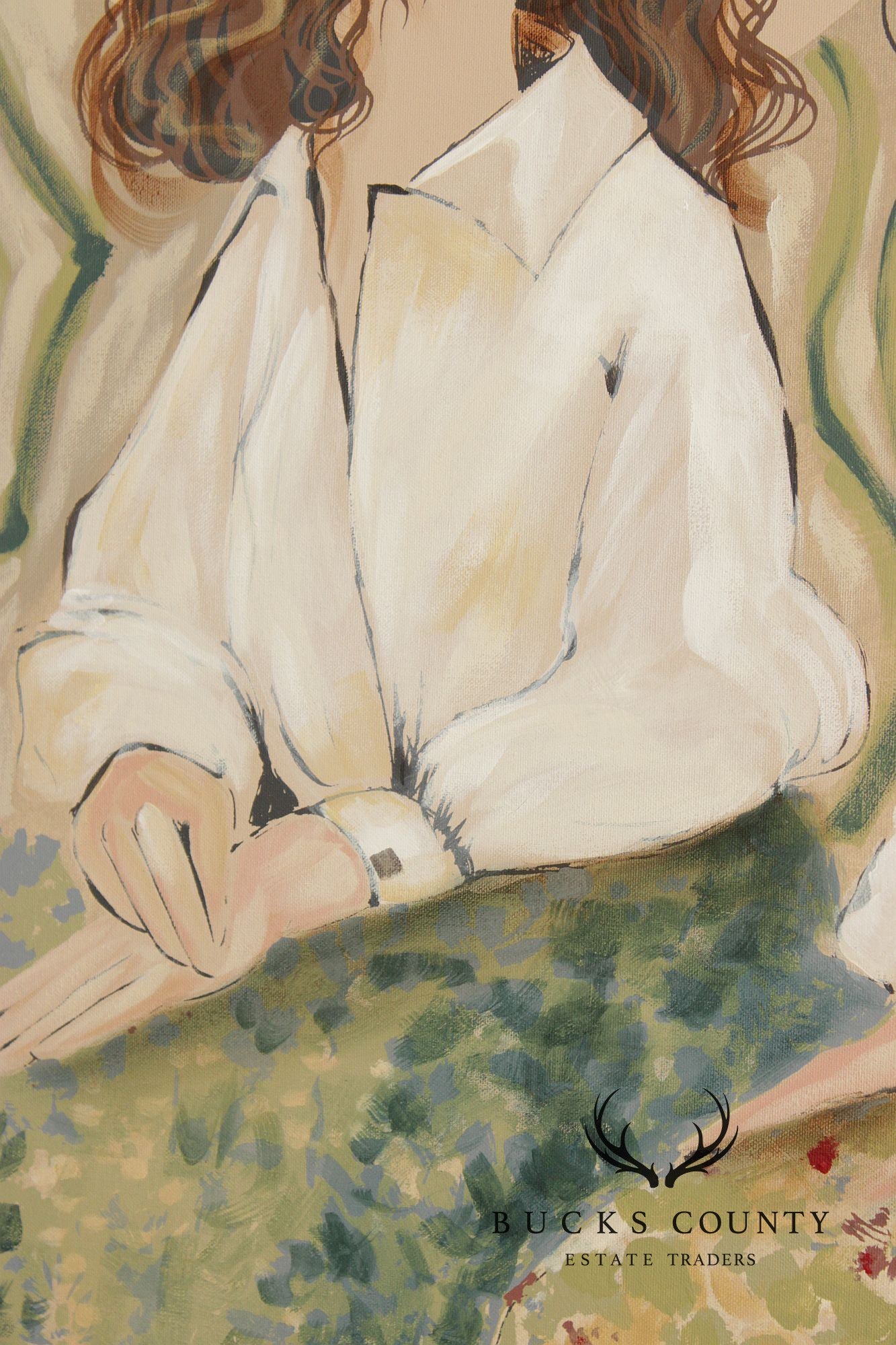 C. Williams Large Framed Oil Painting, White Shirts