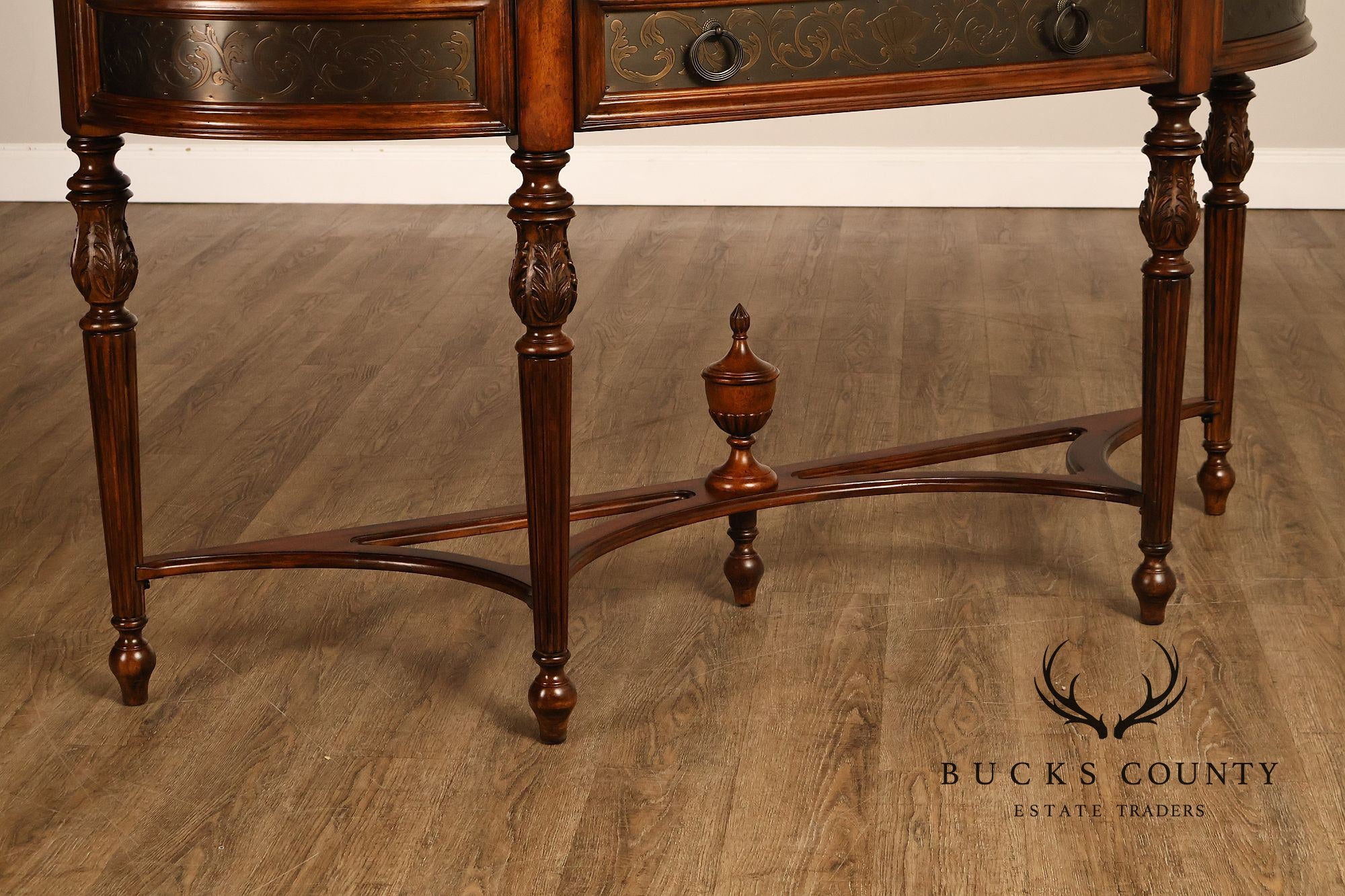 Mahogany Adams Style Carved Demilune Console Table