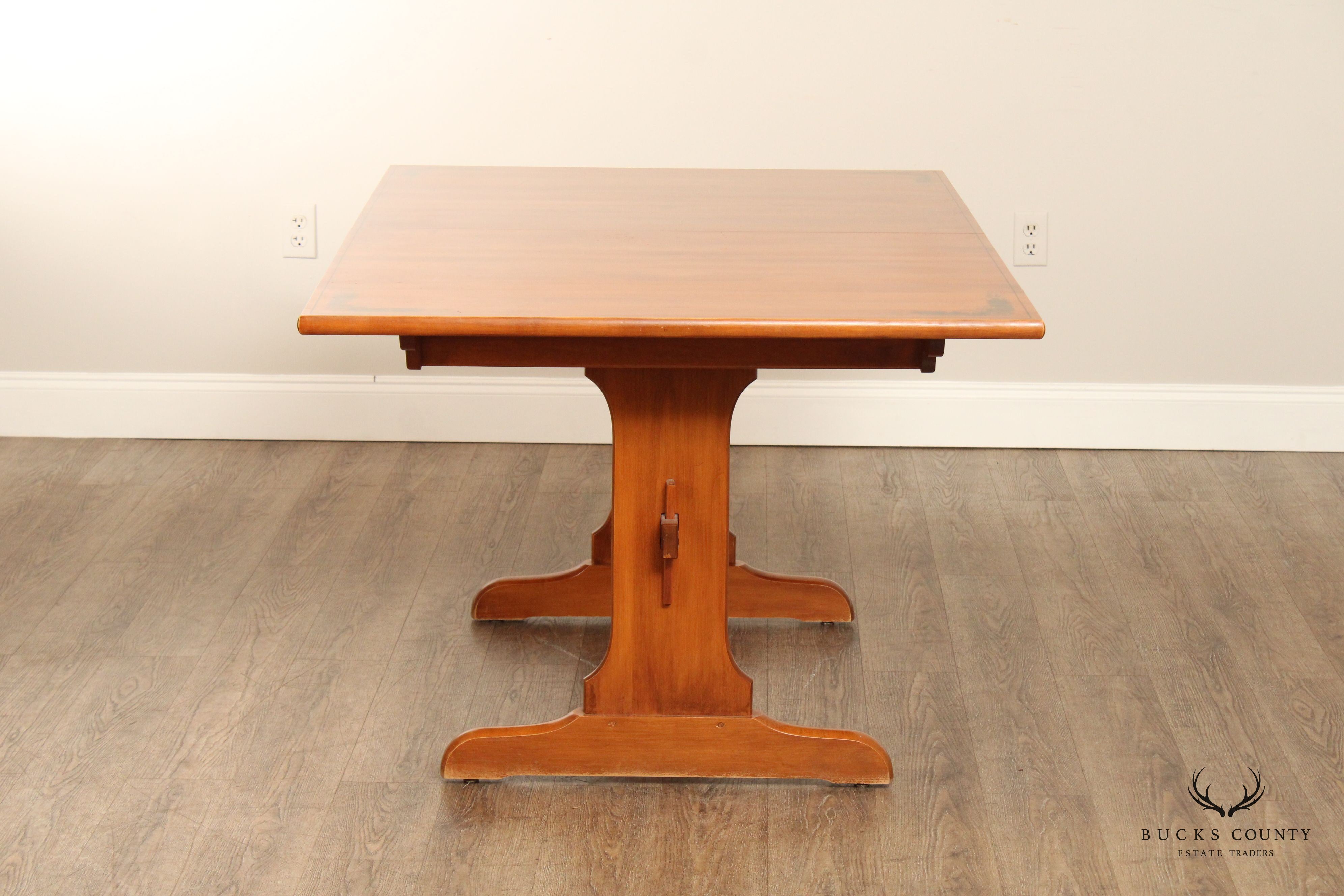 L. Hitchcock Stenciled Maple Expandable Trestle Dining Table