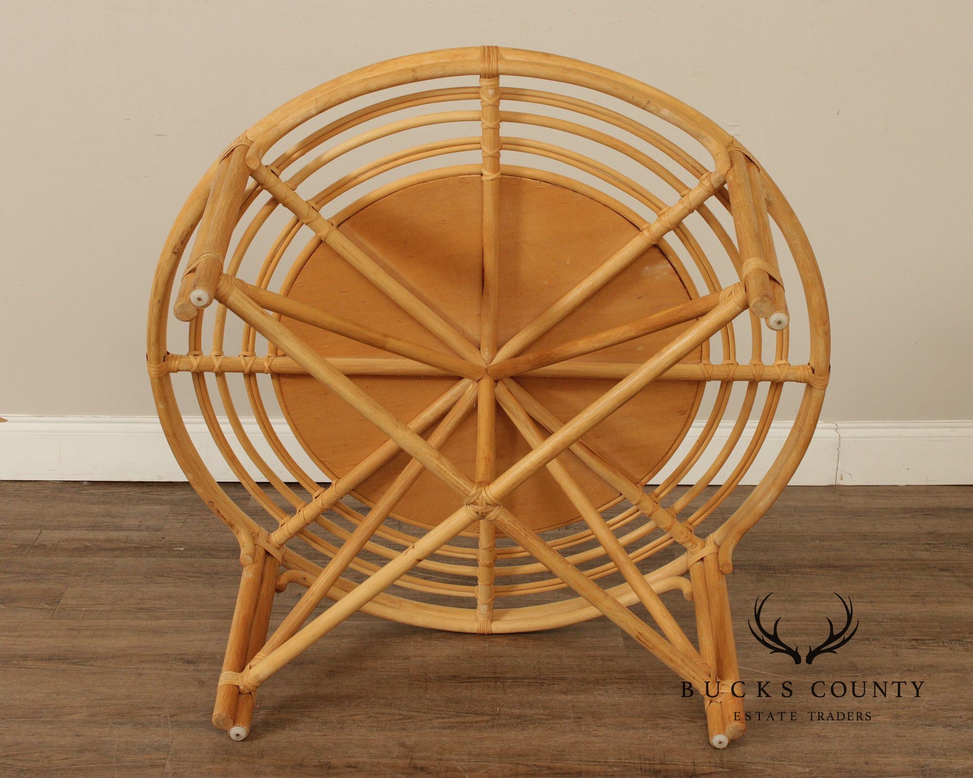 Braxton Culler Raffles Collection Round Rattan Coffee Table with Stools