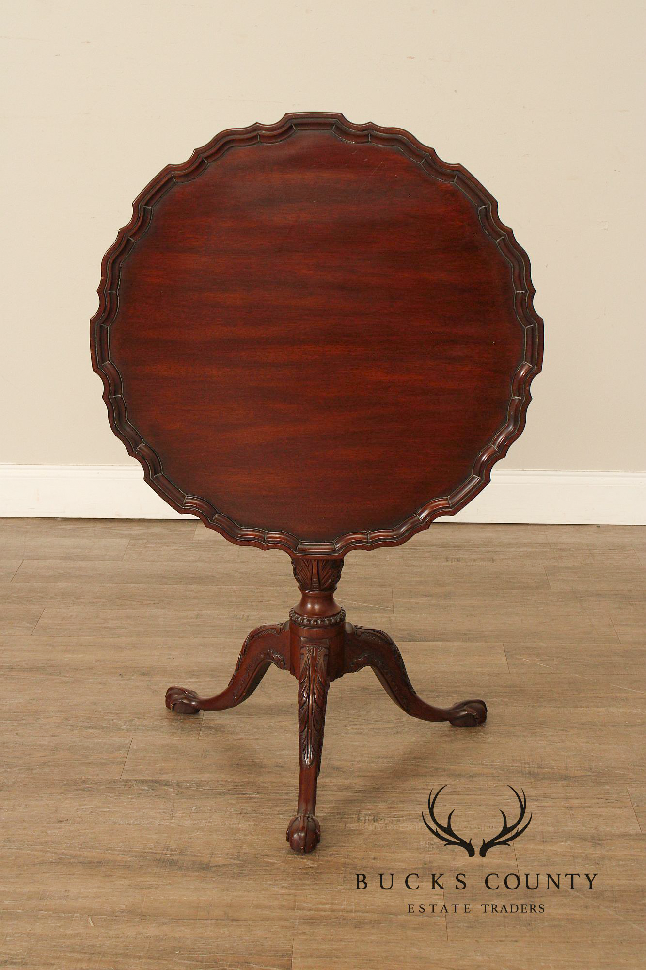 Henkel Harris Chippendale Style Mahogany Tilt Top Tea Table