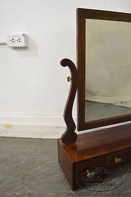 Antique 19th Century Mahogany Shaving Mirror w/ Drawers
