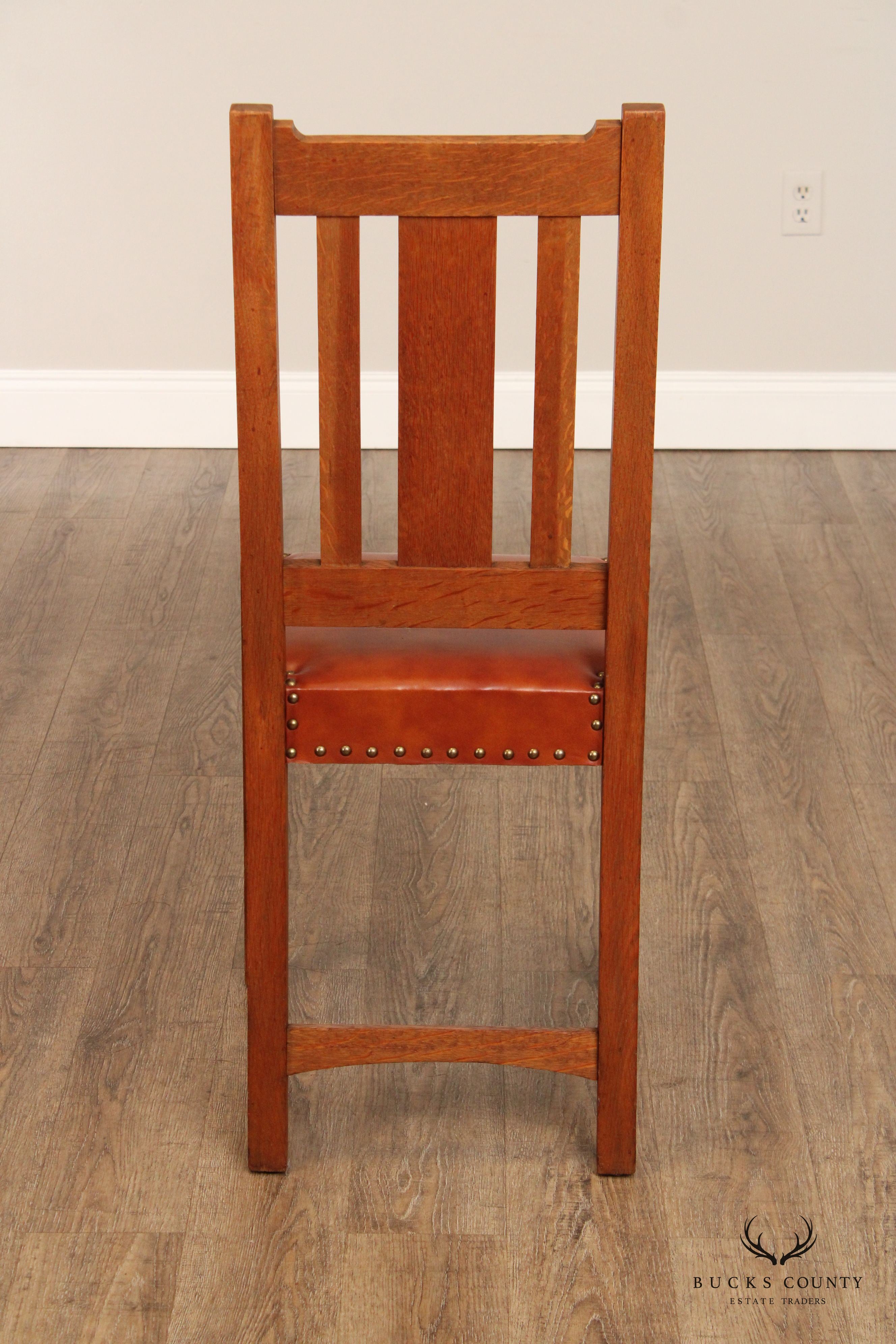 Antique Mission Oak and Leather Side Chair