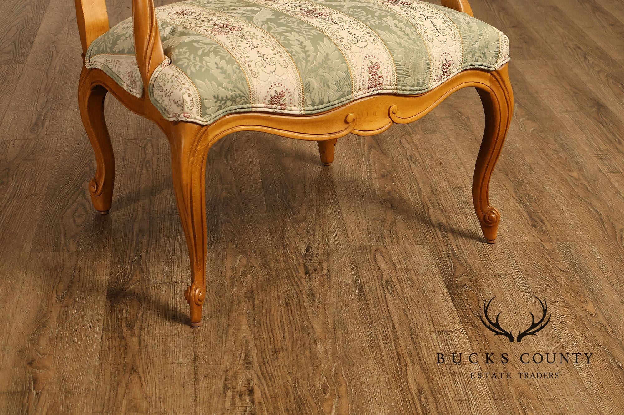 Ethan Allen French Louis XV Style Pair Of Upholstered Armchairs