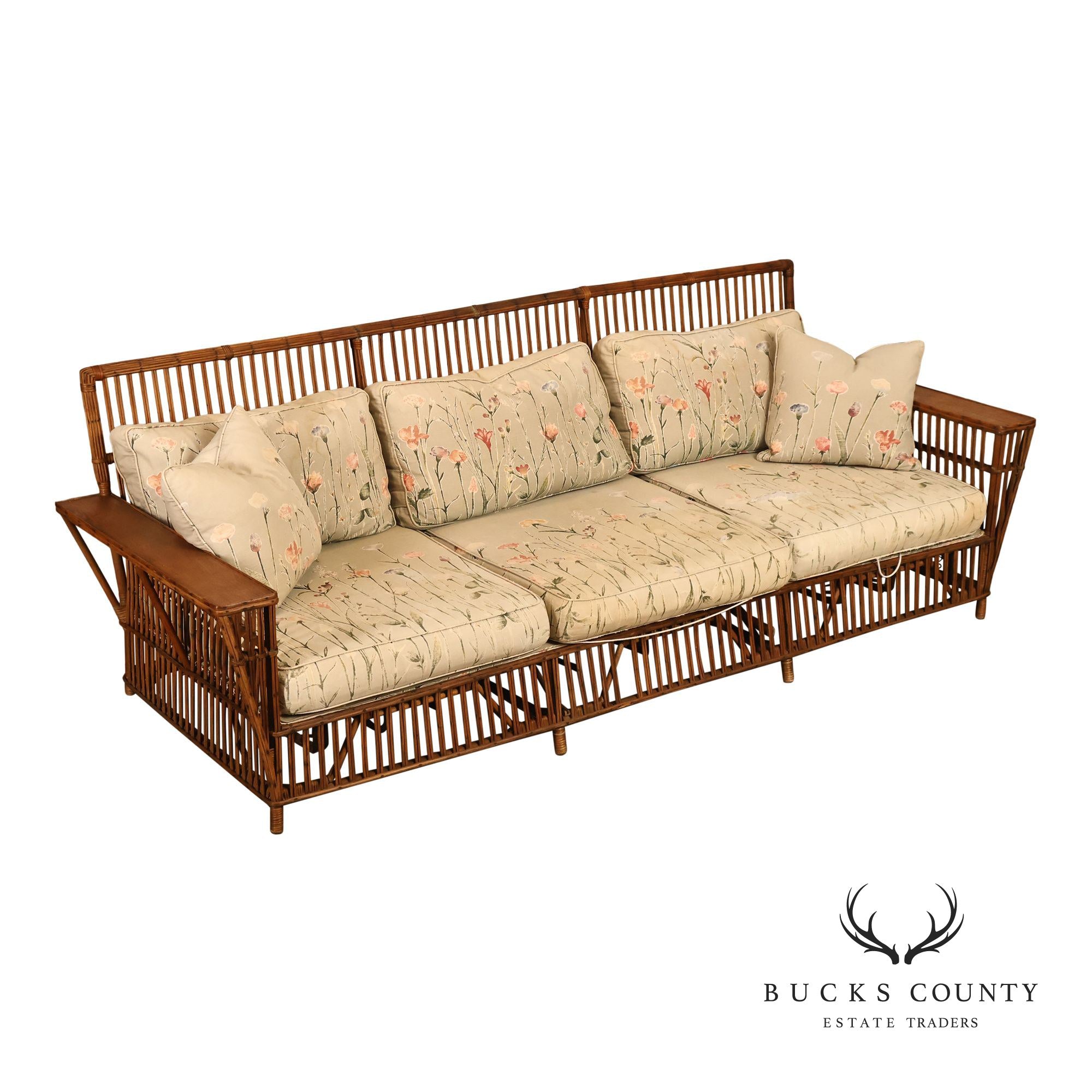 Antique Split Reed Rattan Sofa