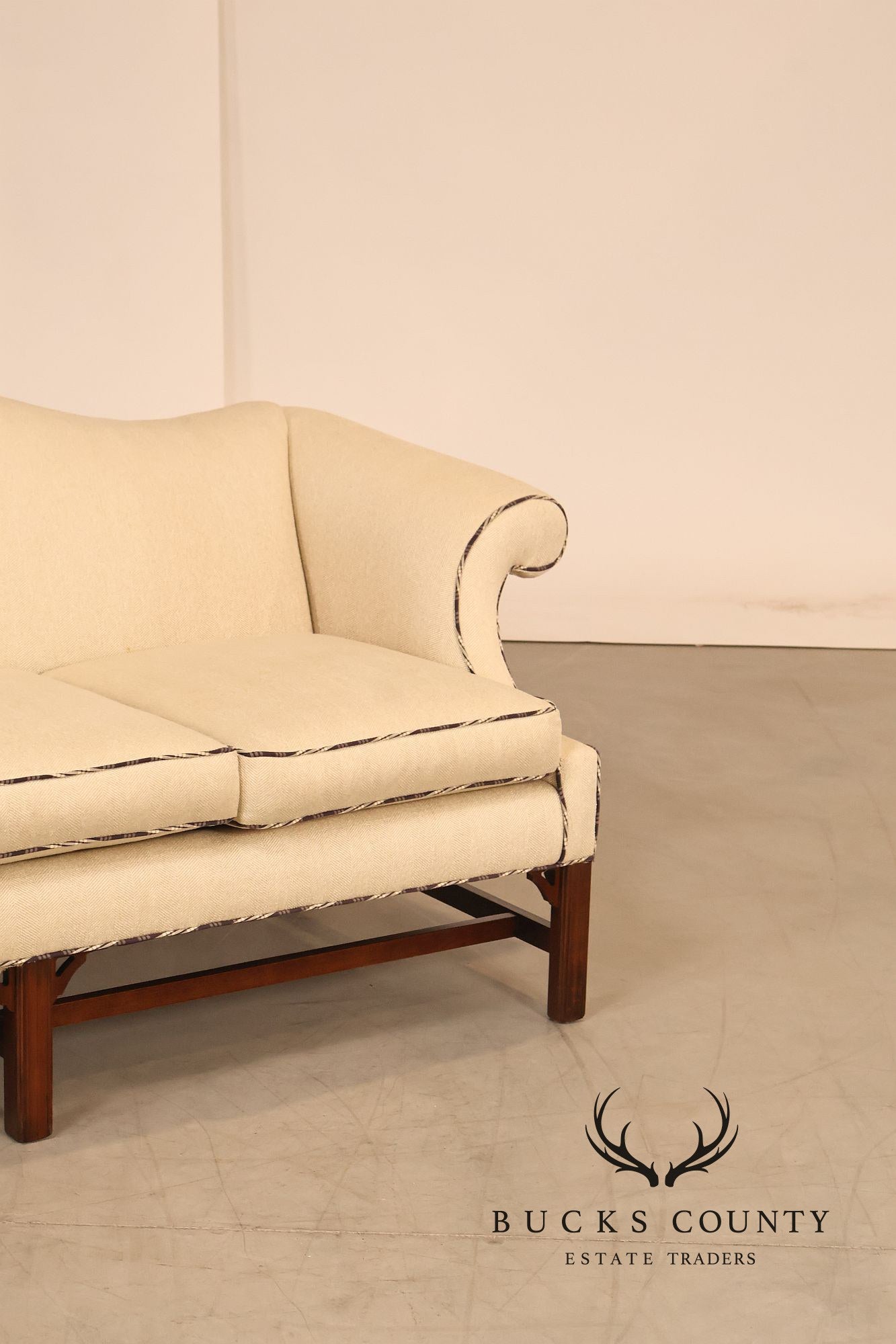 Ethan Allen Vintage Chippendale Style Upholstered Sofa