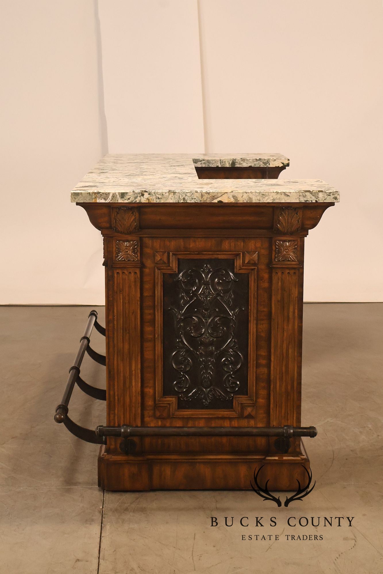 Maitland-Smith Neoclassical Style Faux Marble Top Home Bar