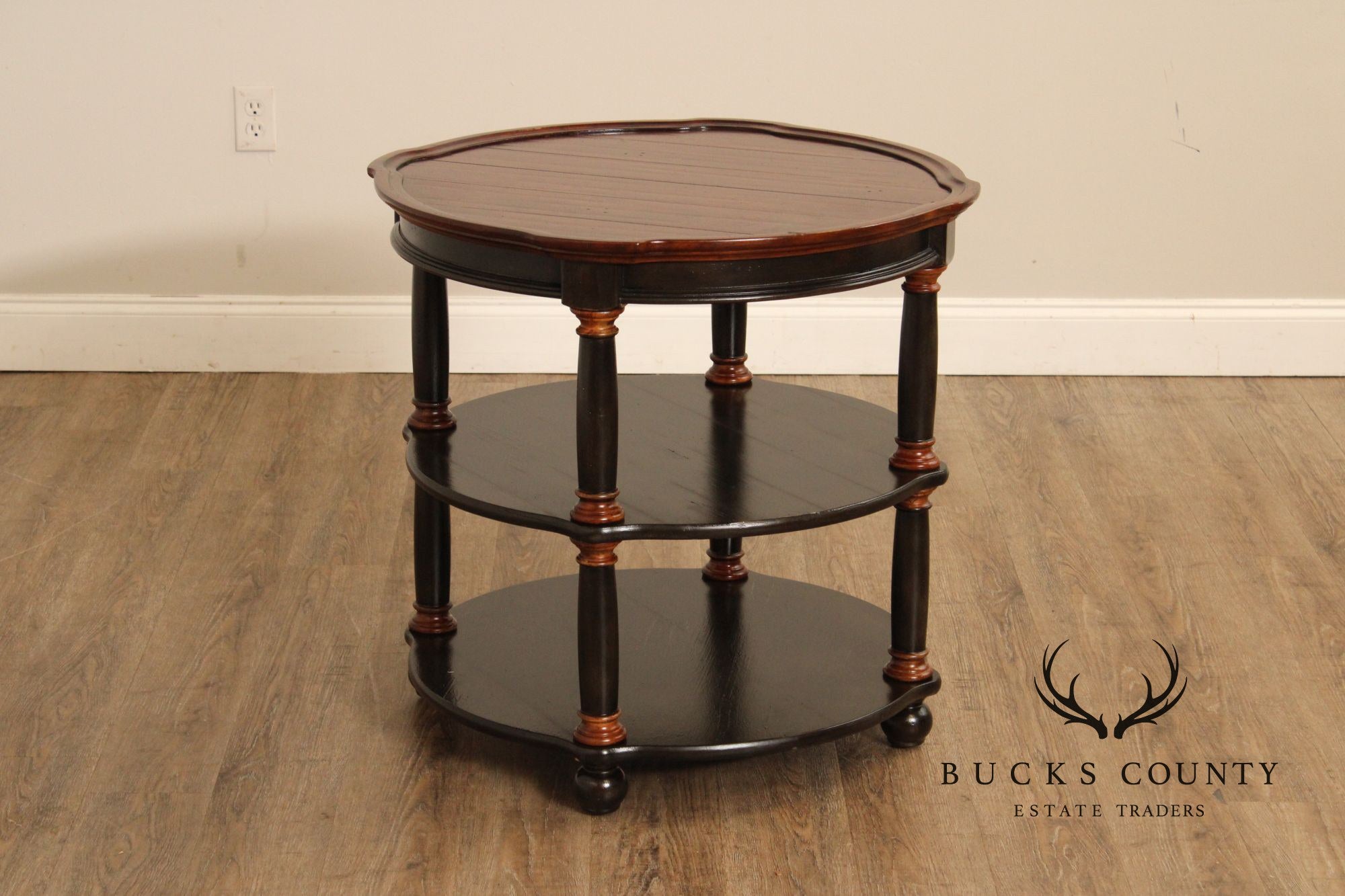 Hekman Round Two-Tone Three-Tier Library Side Table