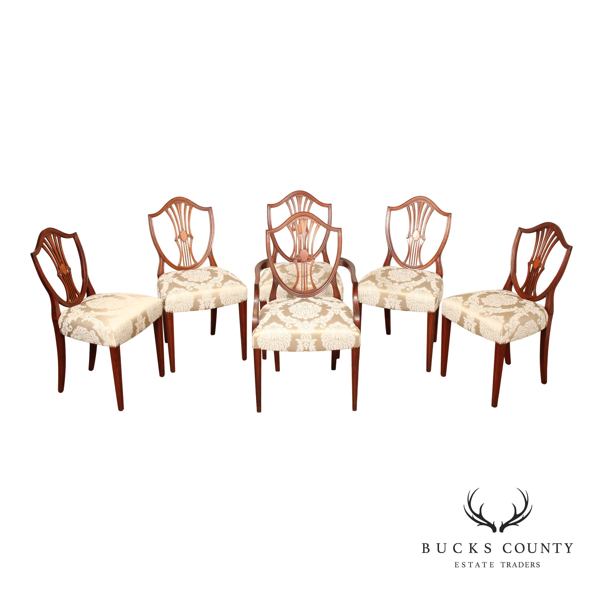 Hepplewhite Style Set of Six Inlaid Mahogany Dining Chairs