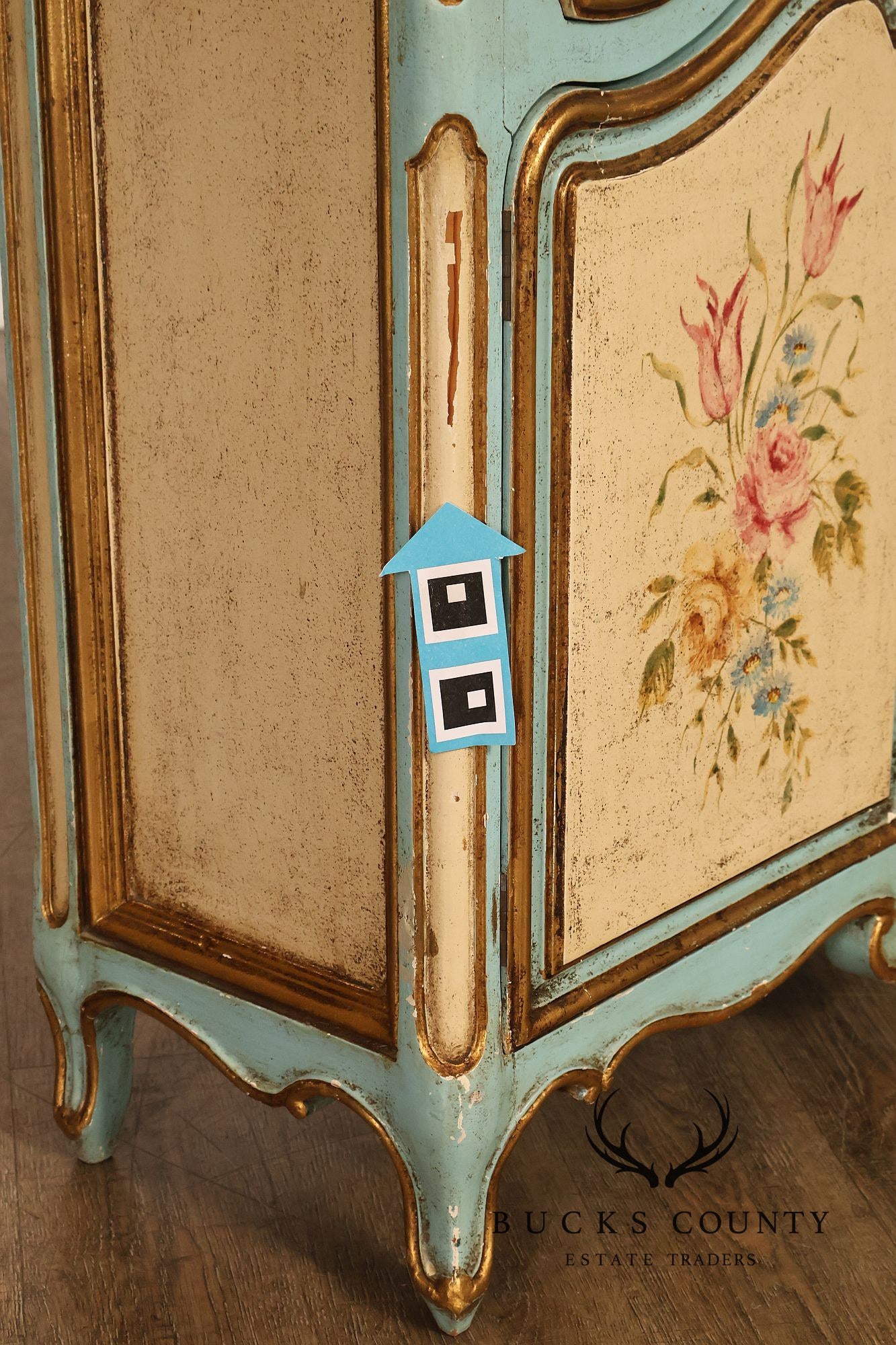 Venetian Style Hand Painted Florentine Cabinet On Stand