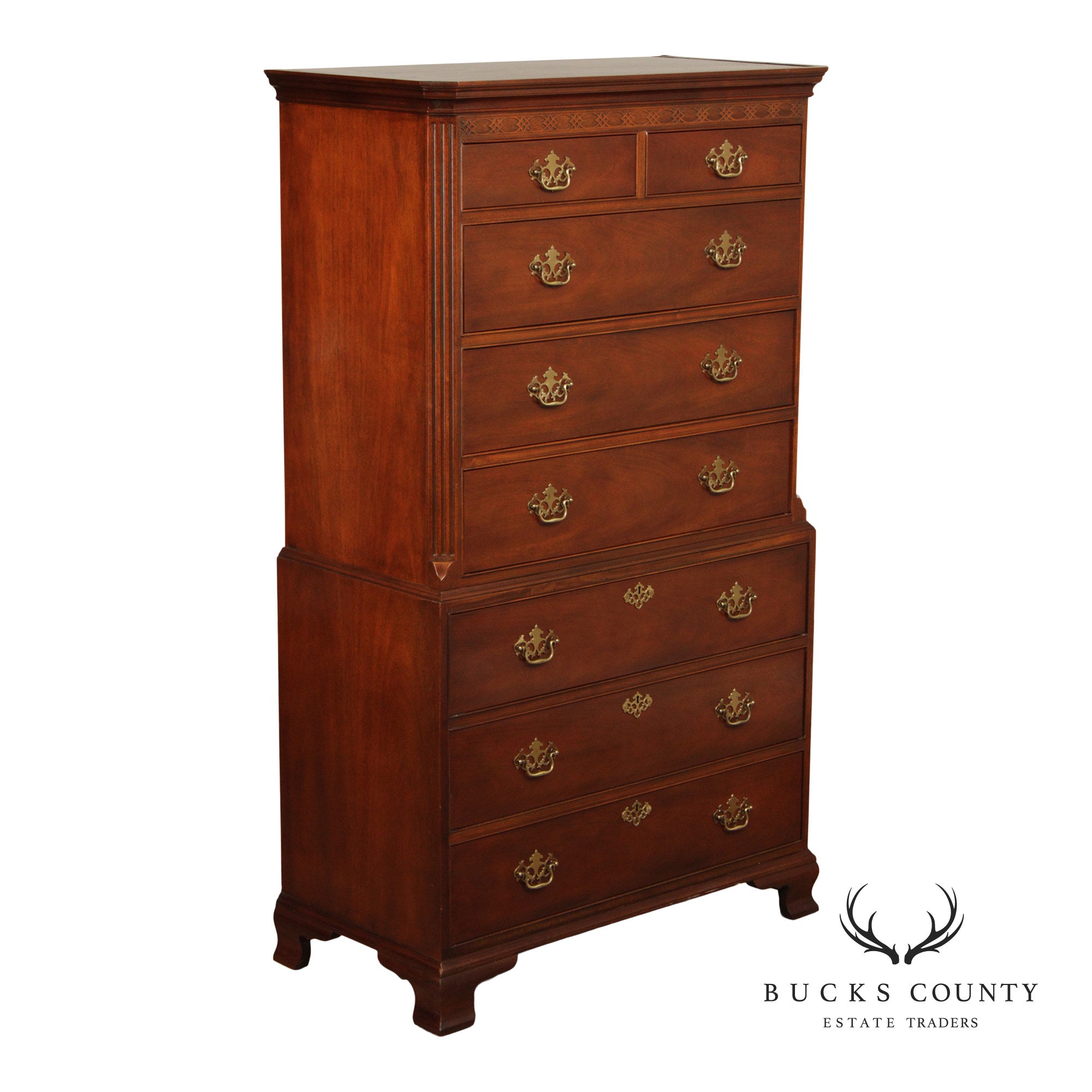 Baker Chippendale Style Mahogany Chest On Chest Highboy
