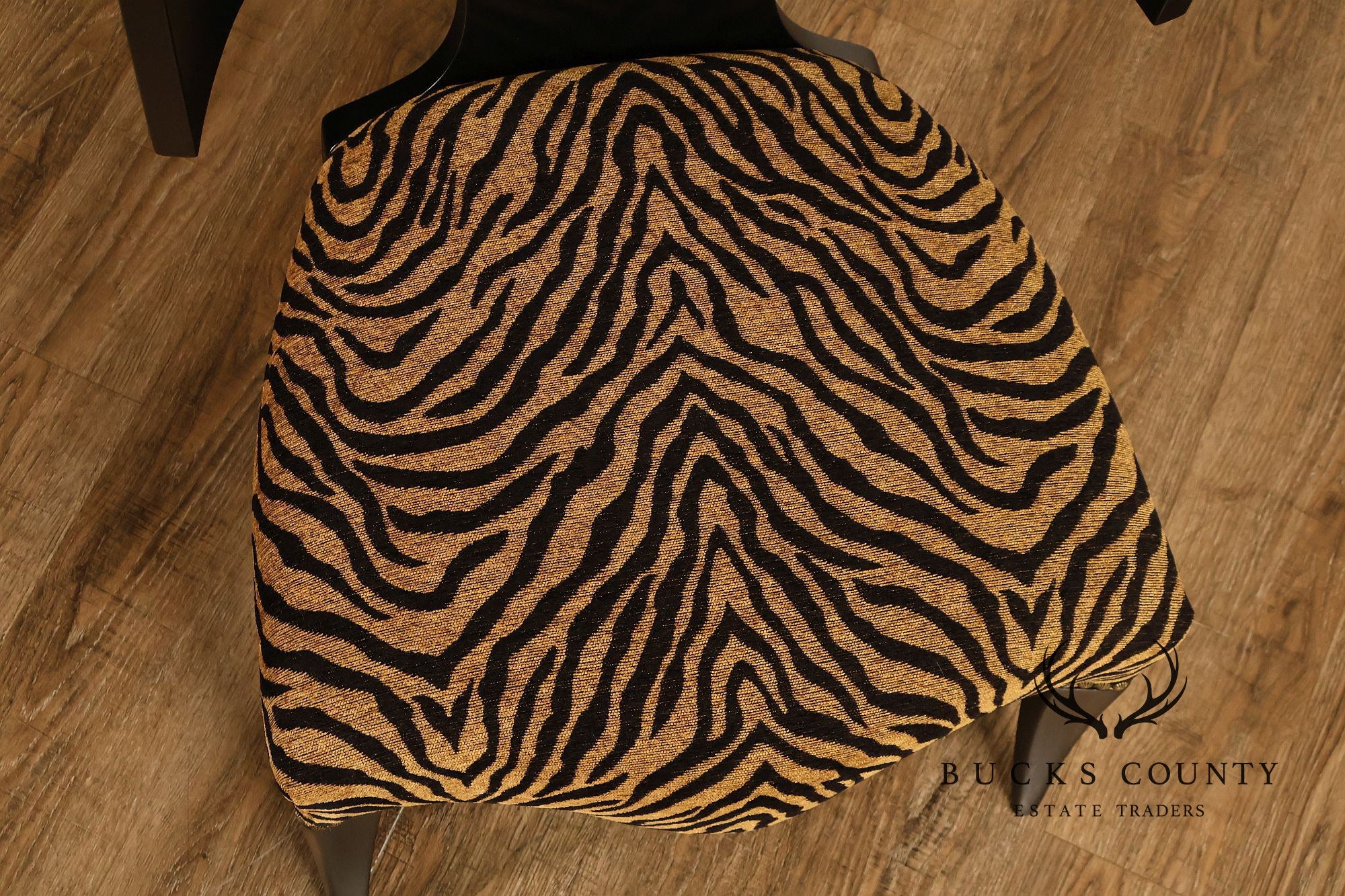 Pair Of Ebonized Klismos Style Accent Chairs With Zebra Upholstery