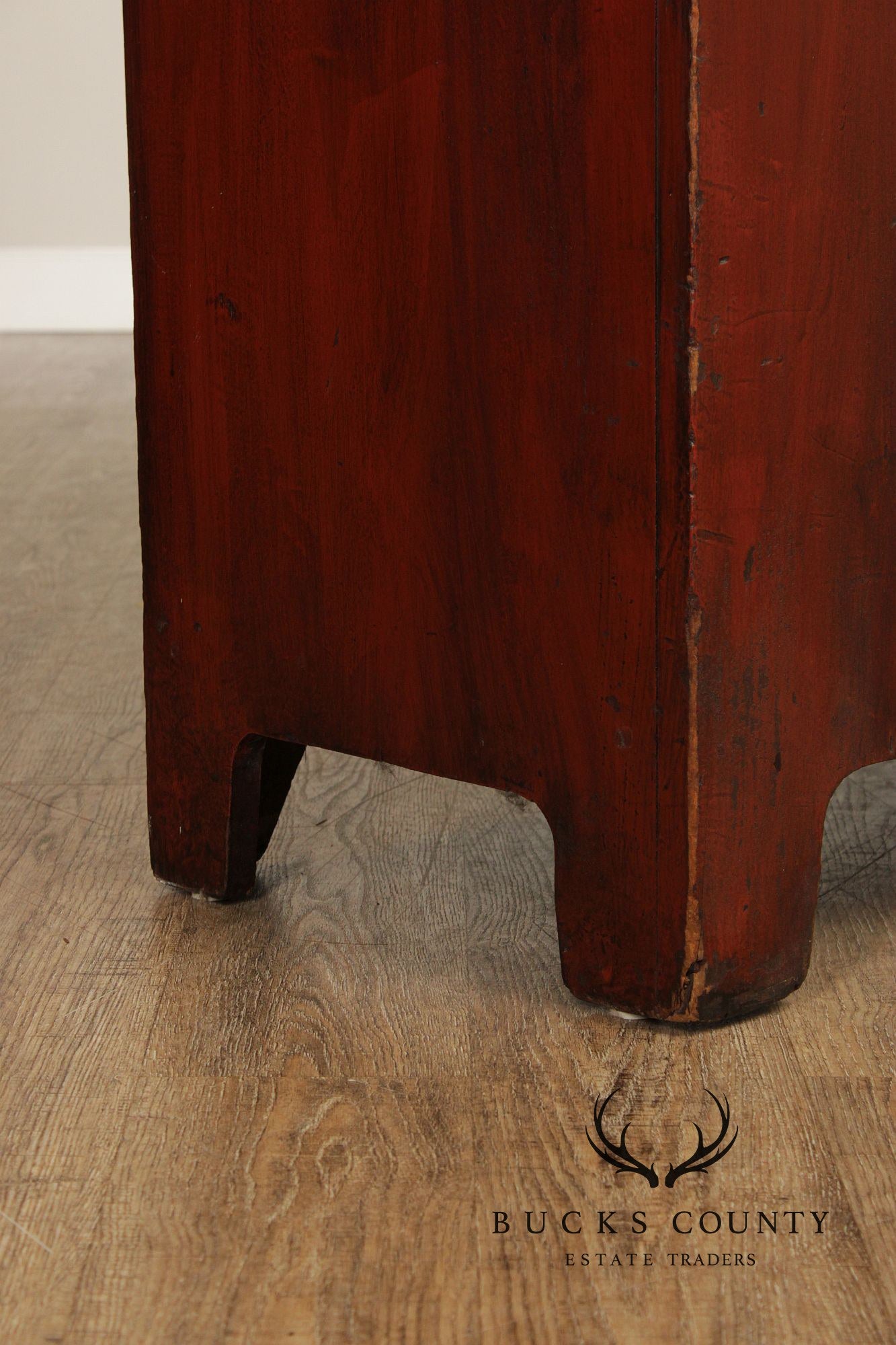 Antique Primitive Red Painted Single Door Cupboard