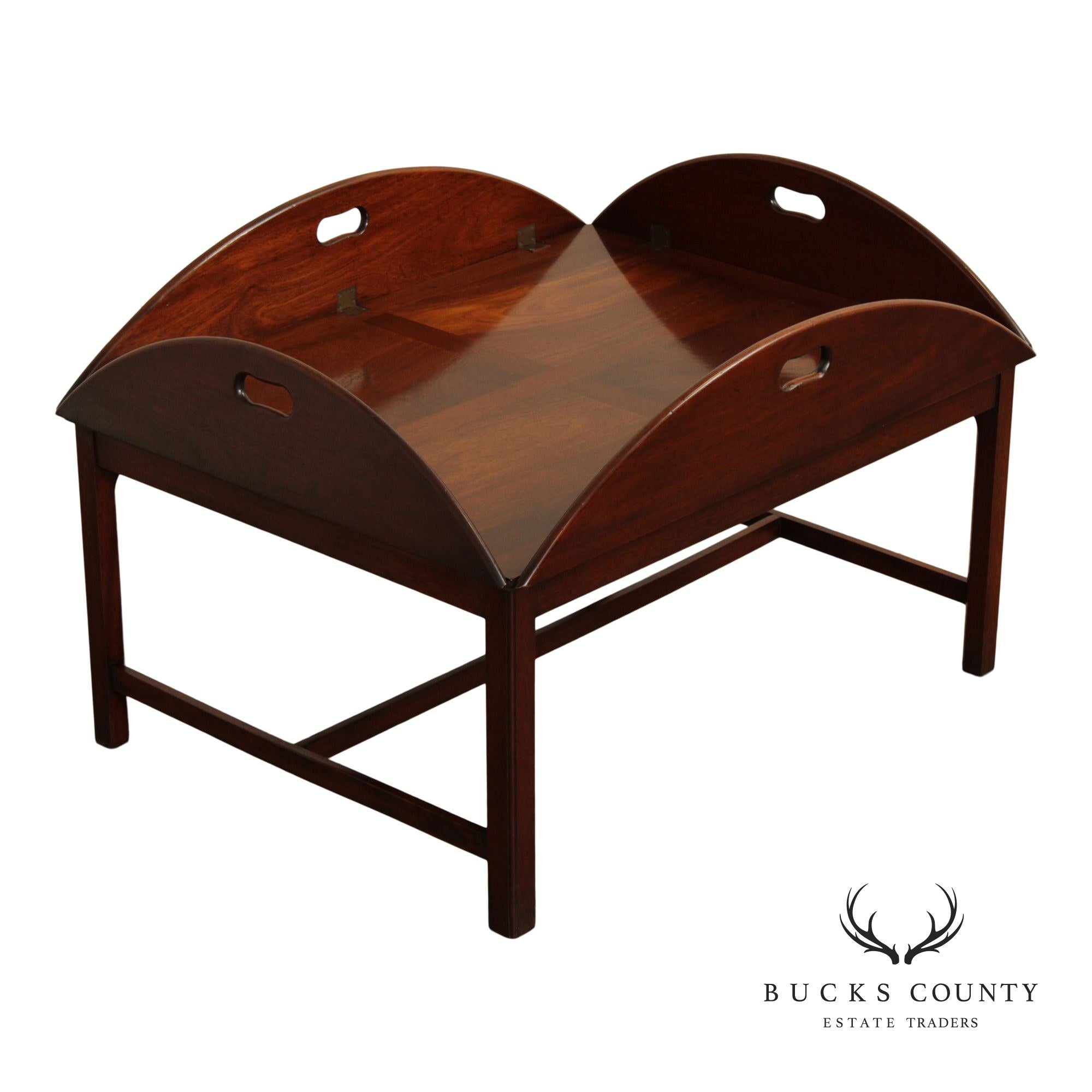 Vintage English Mahogany Butler's Tray Coffee Table