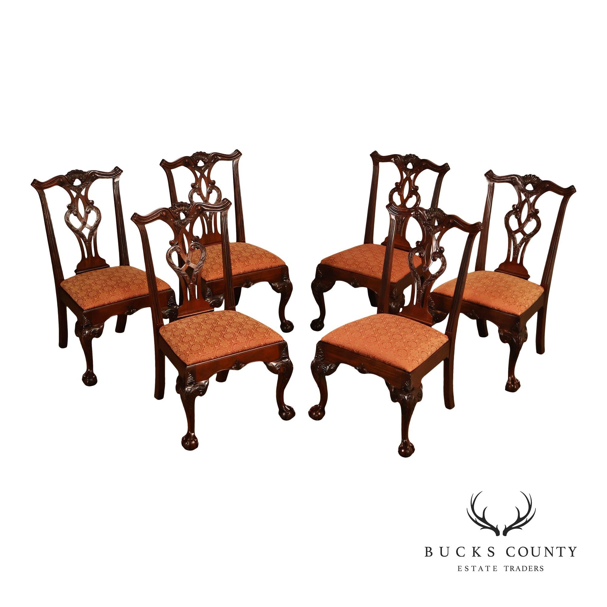 Henredon Chippendale Style Set of Six Mahogany Dining Chairs