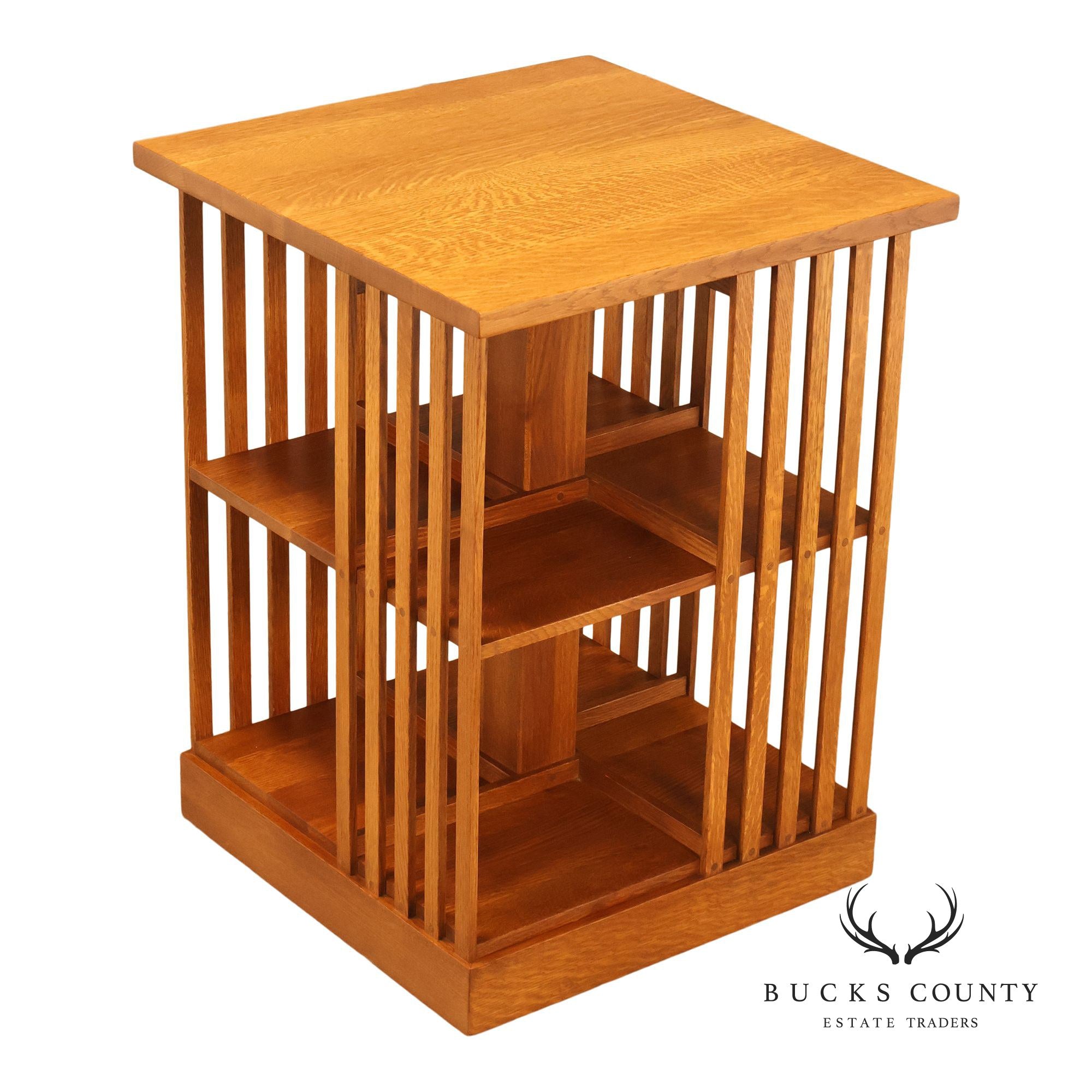 Stickley Mission Collection Oak Spindle Revolving Bookcase
