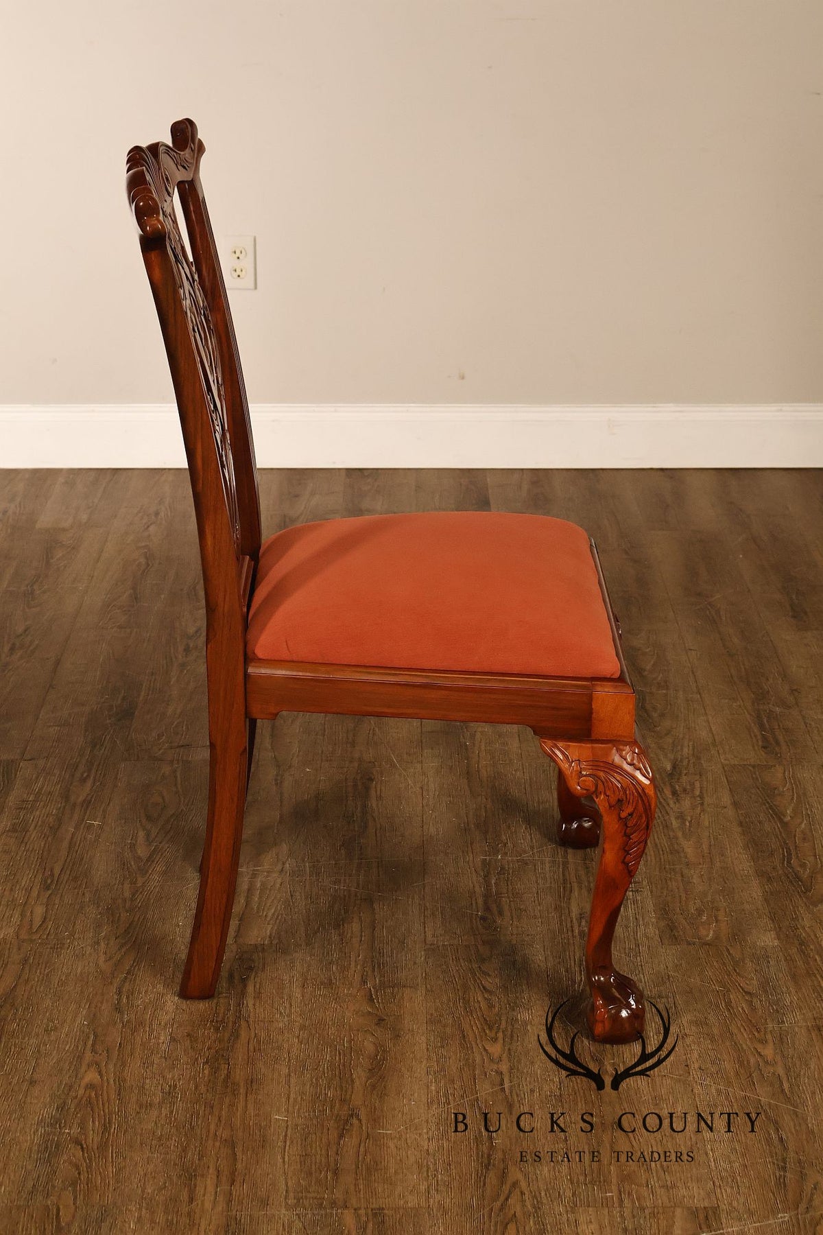 Chippendale Style Set Of 4 Carved Mahogany Side Dining Chairs