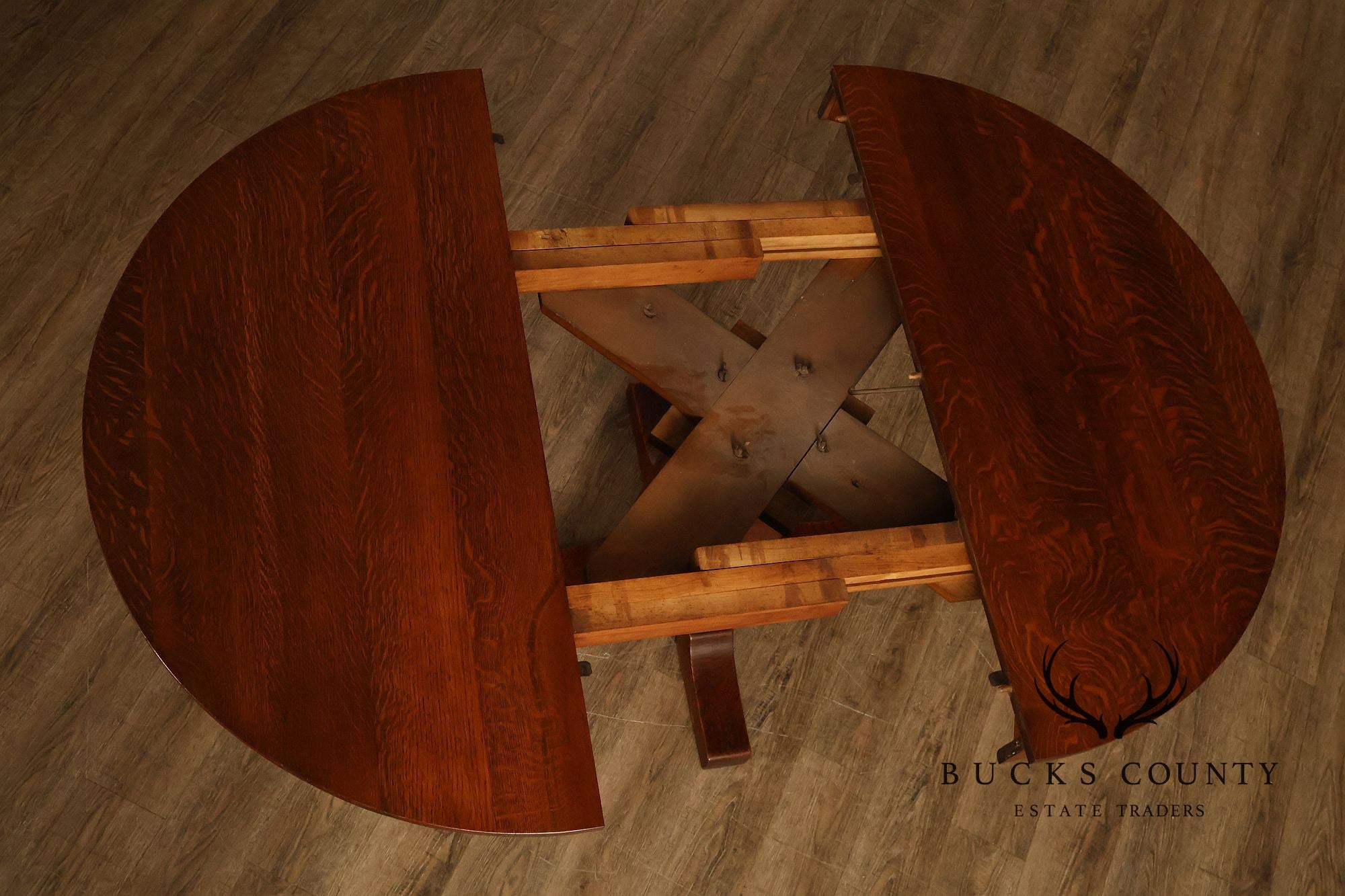 Antique L. & J.G. Stickley No. 716 Mission Oak Shoe Foot Round Dining Table