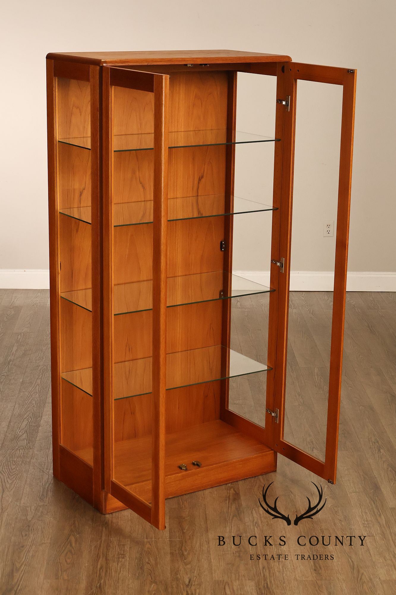 Danish Modern Teak And Glass Curio Display Cabinet