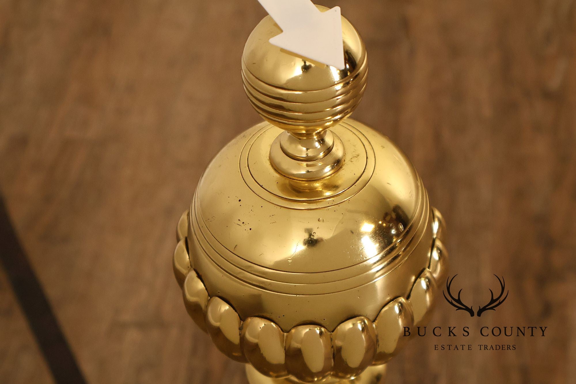 Georgian Style Pair of Polished Brass Fireplace Andirons