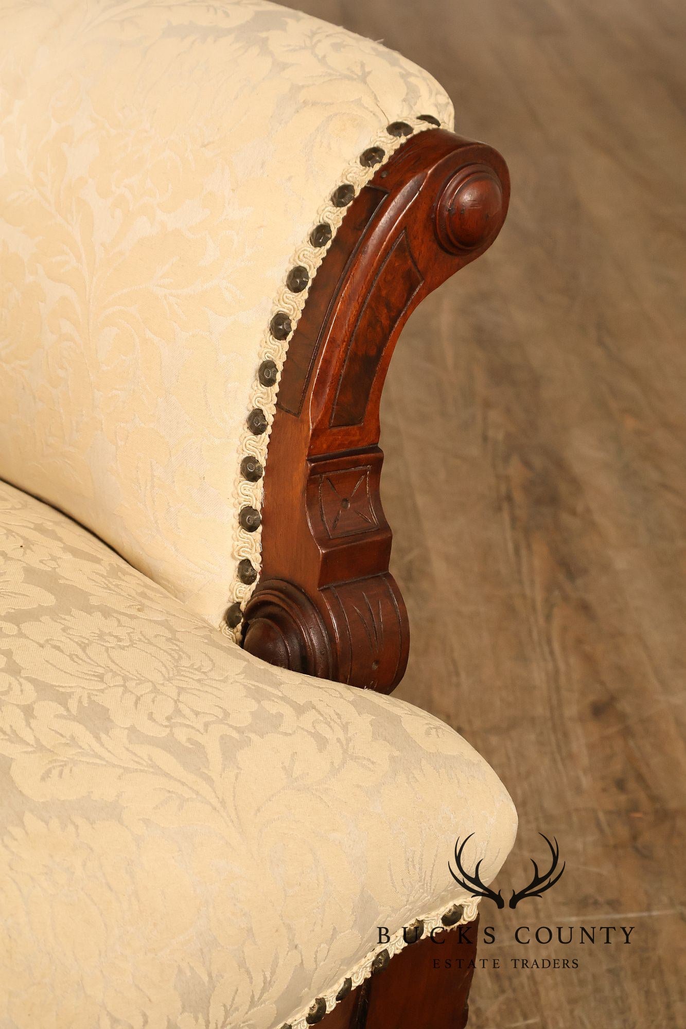 Antique Victorian Carved Walnut Parlor Armchair