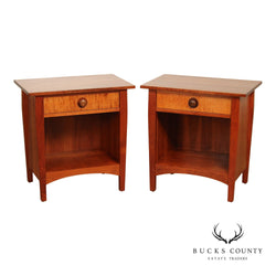 Stickley Mission Collection Pair of Cherry Harvey Ellis Open Nightstands