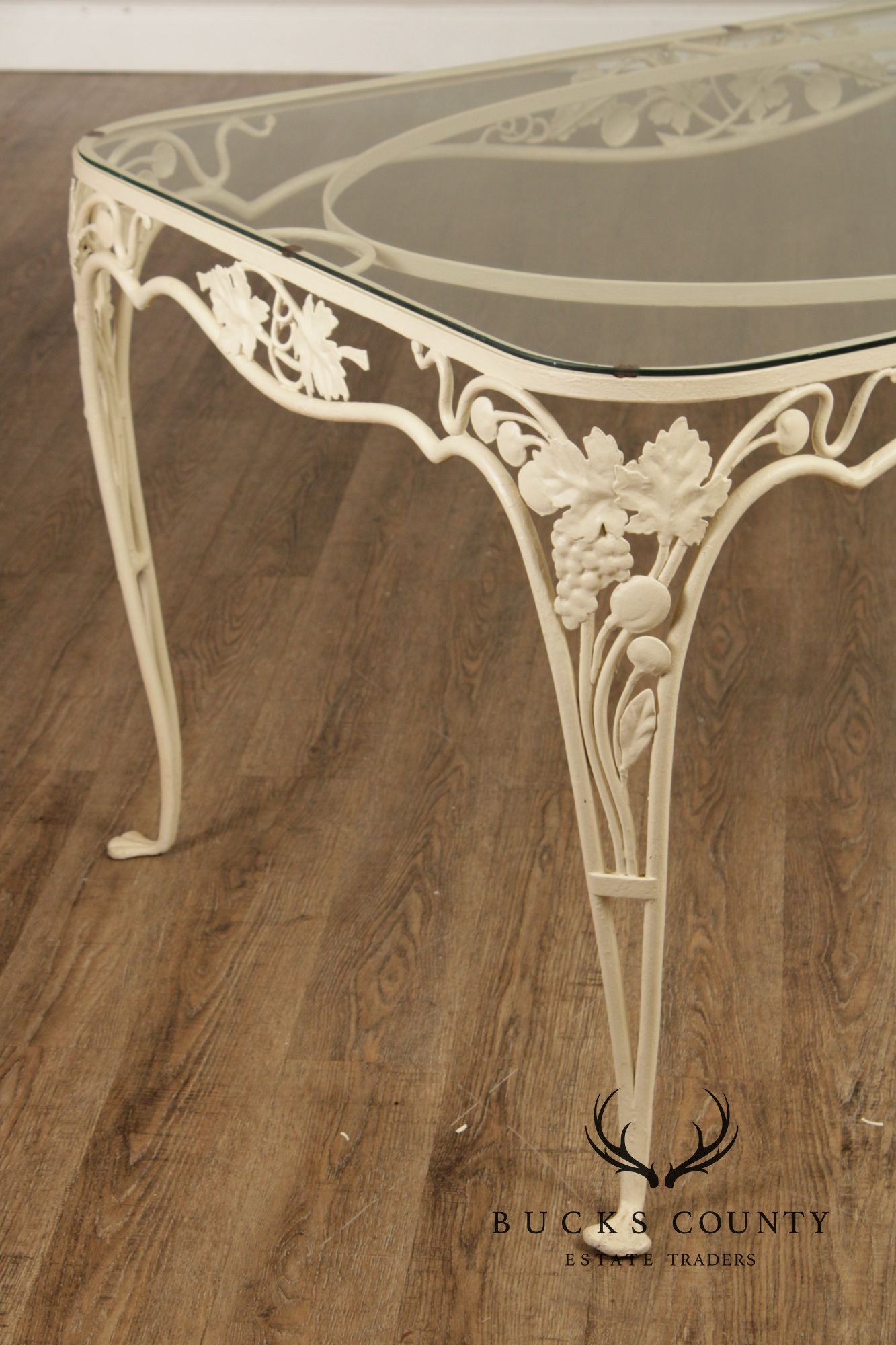 Salterini Glass Top Wrought Iron Outdoor Patio Dining Table