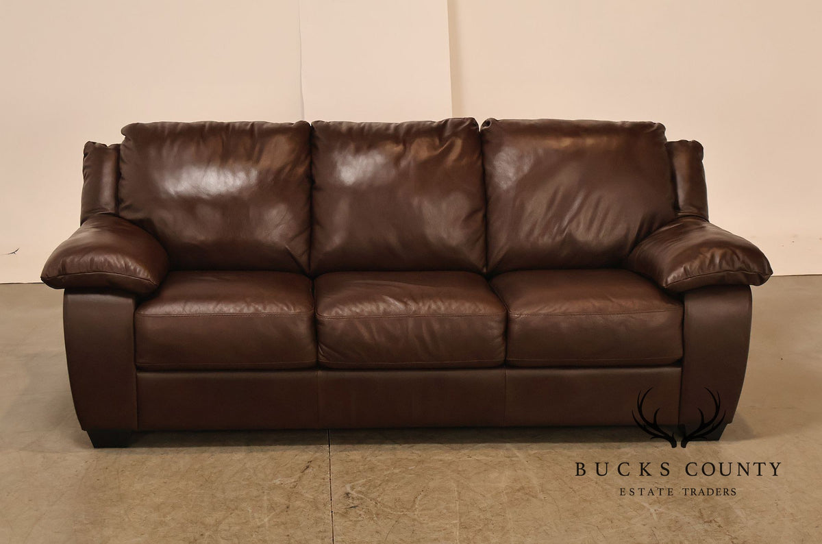 Italsofa Contemporary Brown Leather Three Seat Sofa