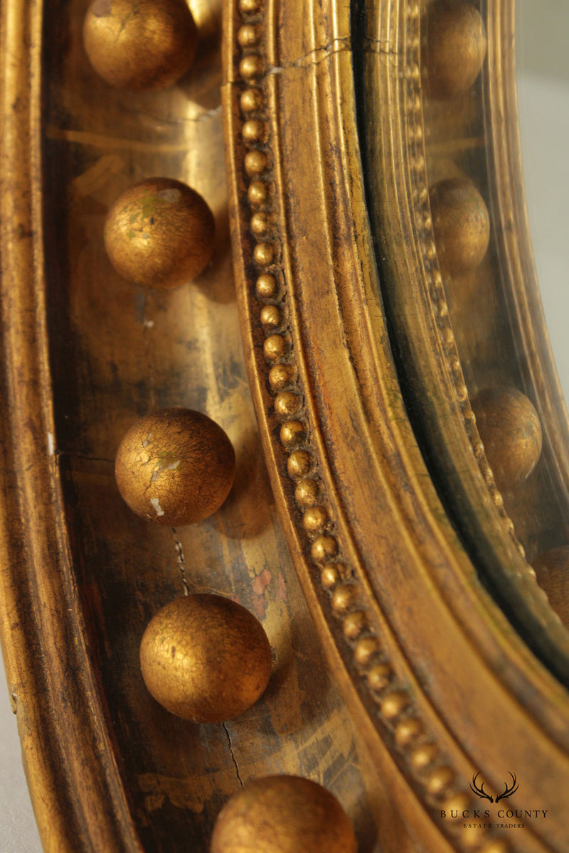 Regency Style Antique Giltwood Convex Mirror