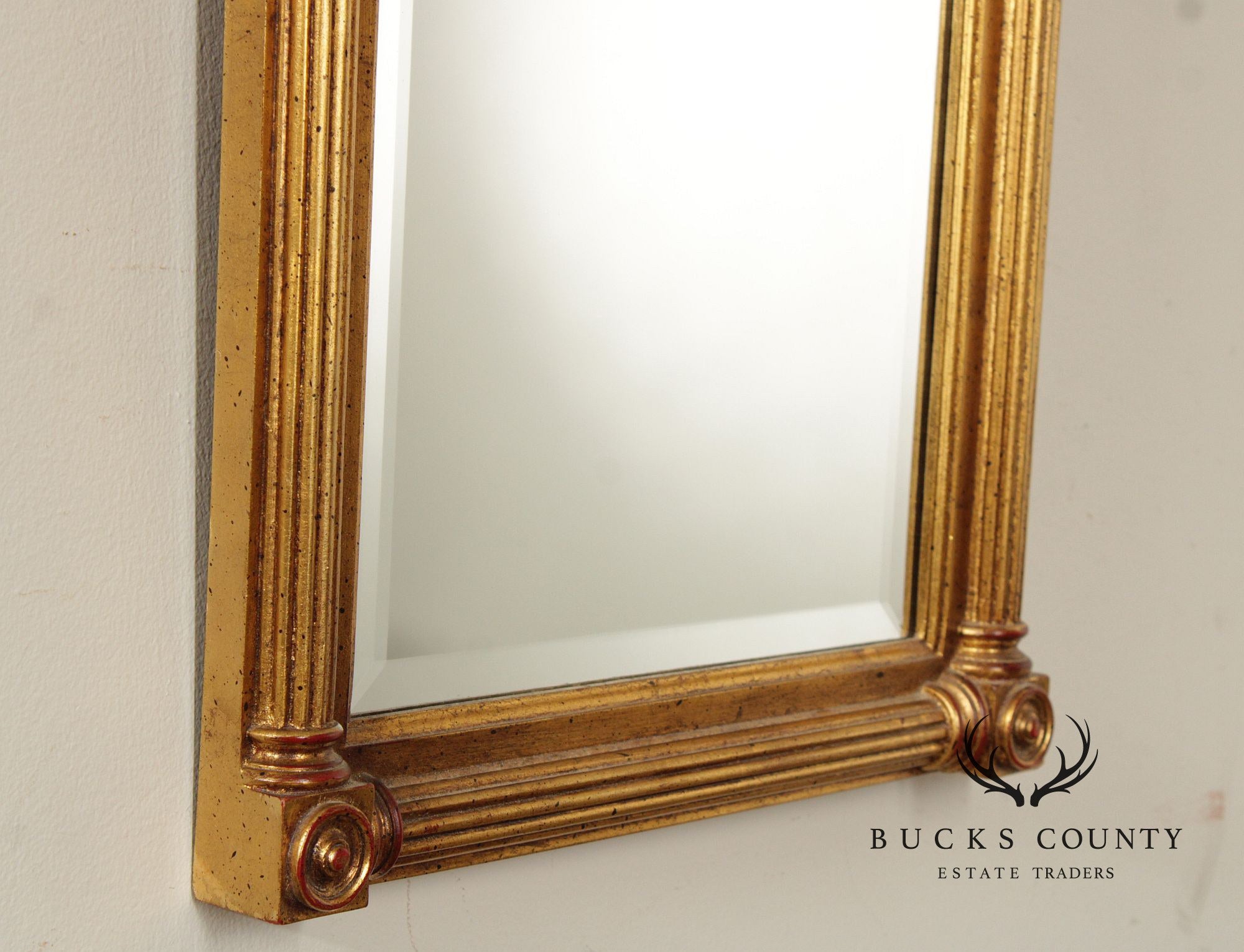 Vintage Eglomise and Giltwood Empire Style Trumeau Mirror